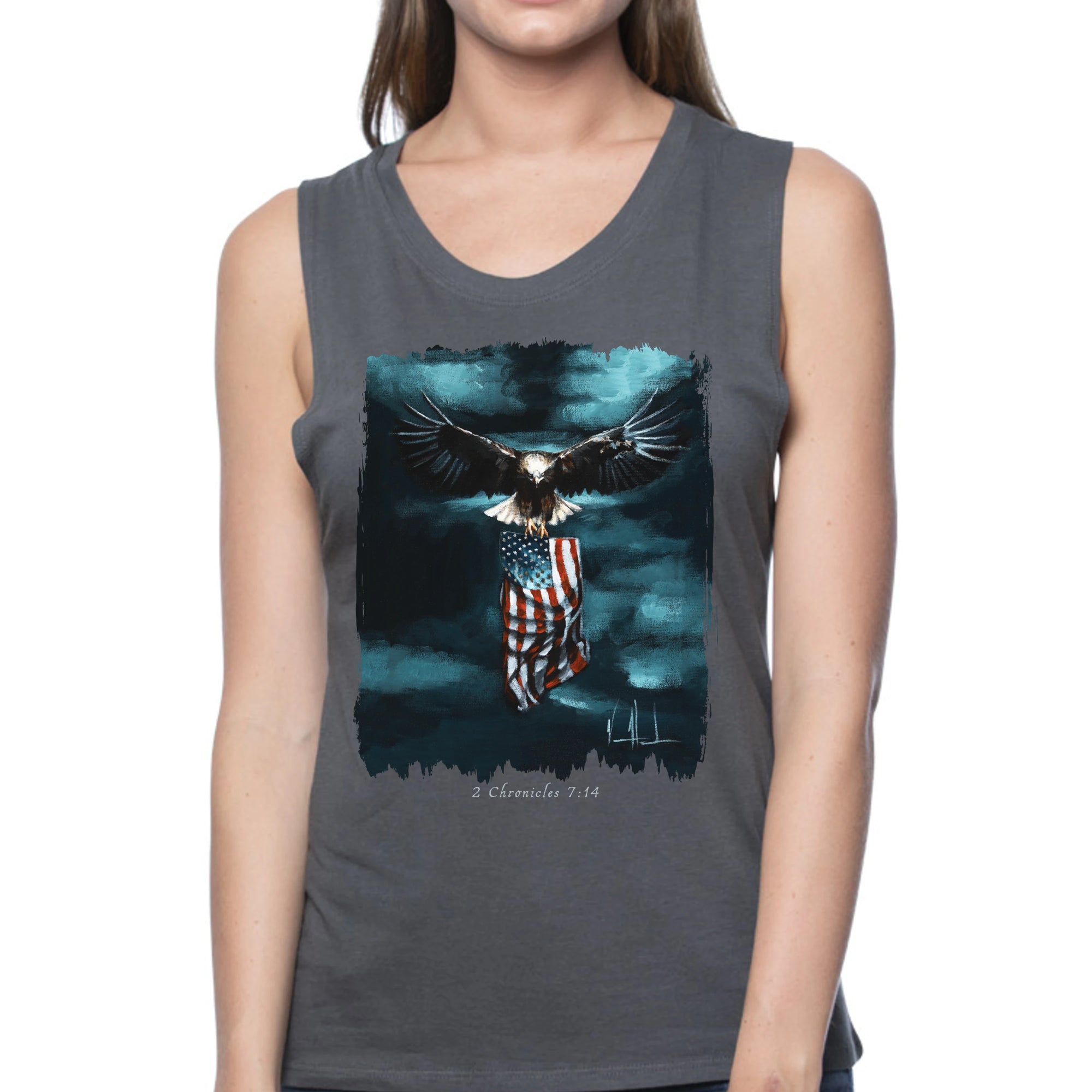 Revive Our Nation - Women's Tank Top (Organic Bamboo) Organic Bamboo Vanessa Horabuena Short Sleeve Pewter (Grey) XS