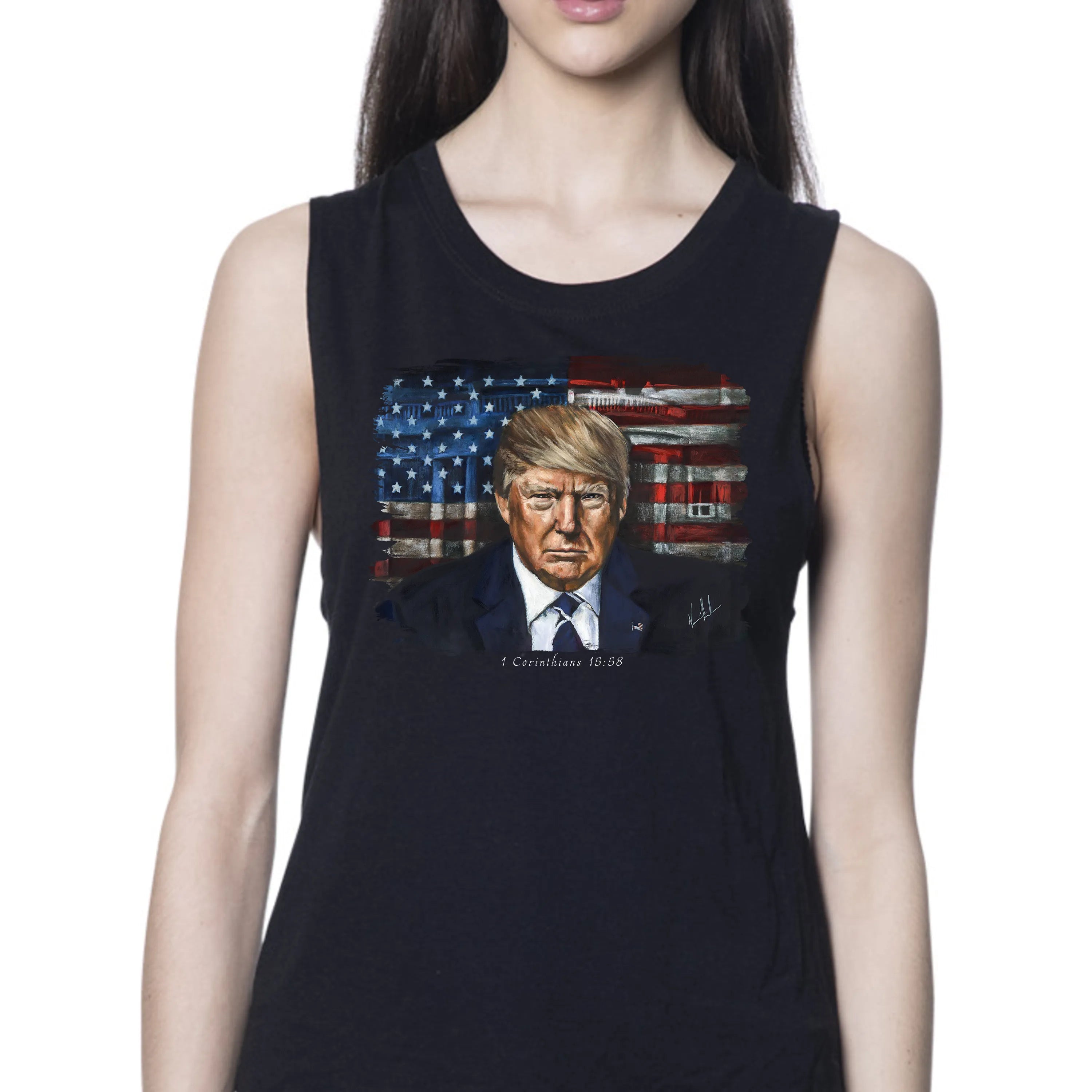 Commander in Chief - Women's Tank Top (Organic Bamboo) Organic Bamboo Vanessa Horabuena Short Sleeve Eclipse (Black) XS