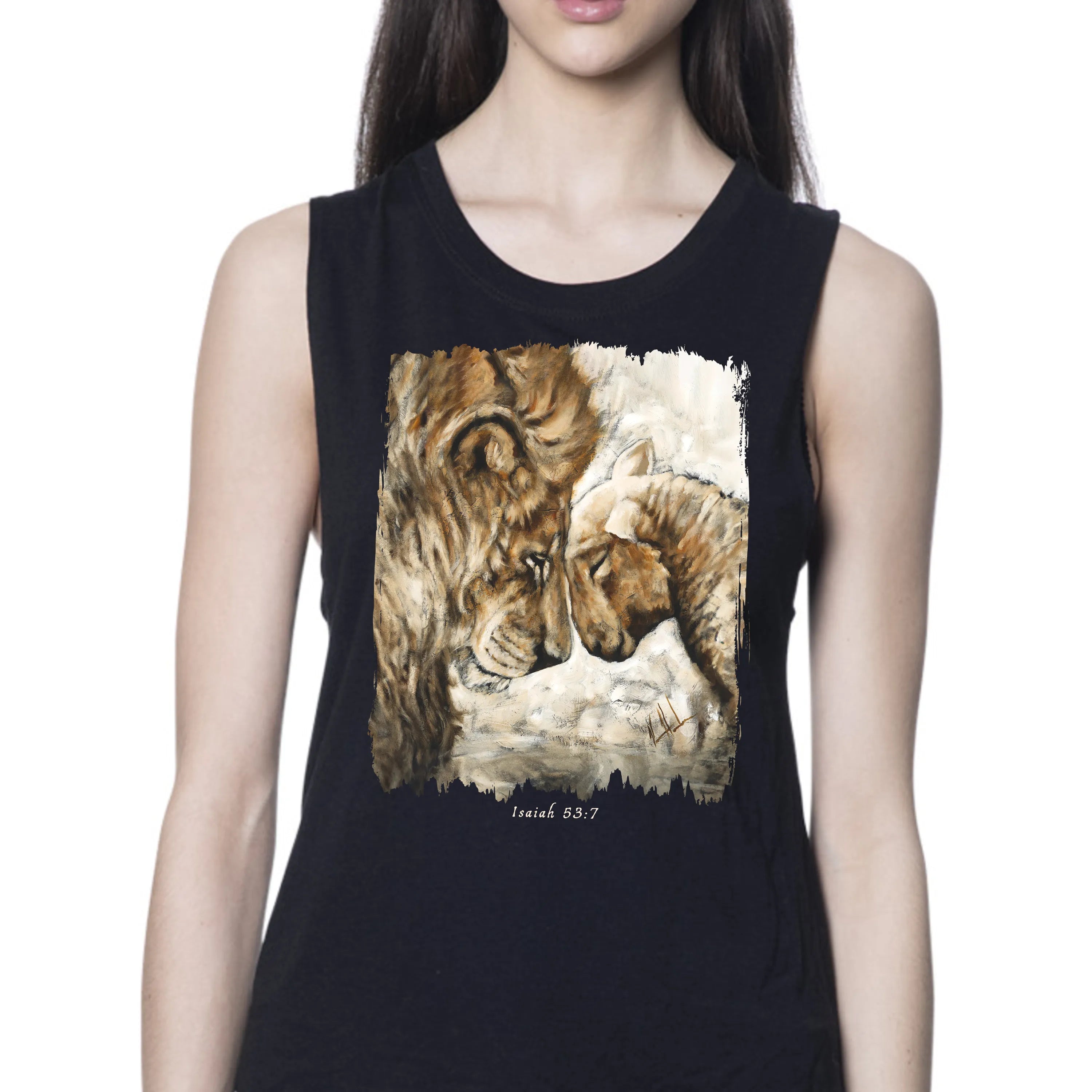 Compassion of a King (White) - Women's Tank Top (Organic Bamboo) Organic Bamboo Vanessa Horabuena Short Sleeve Eclipse (Black) XS