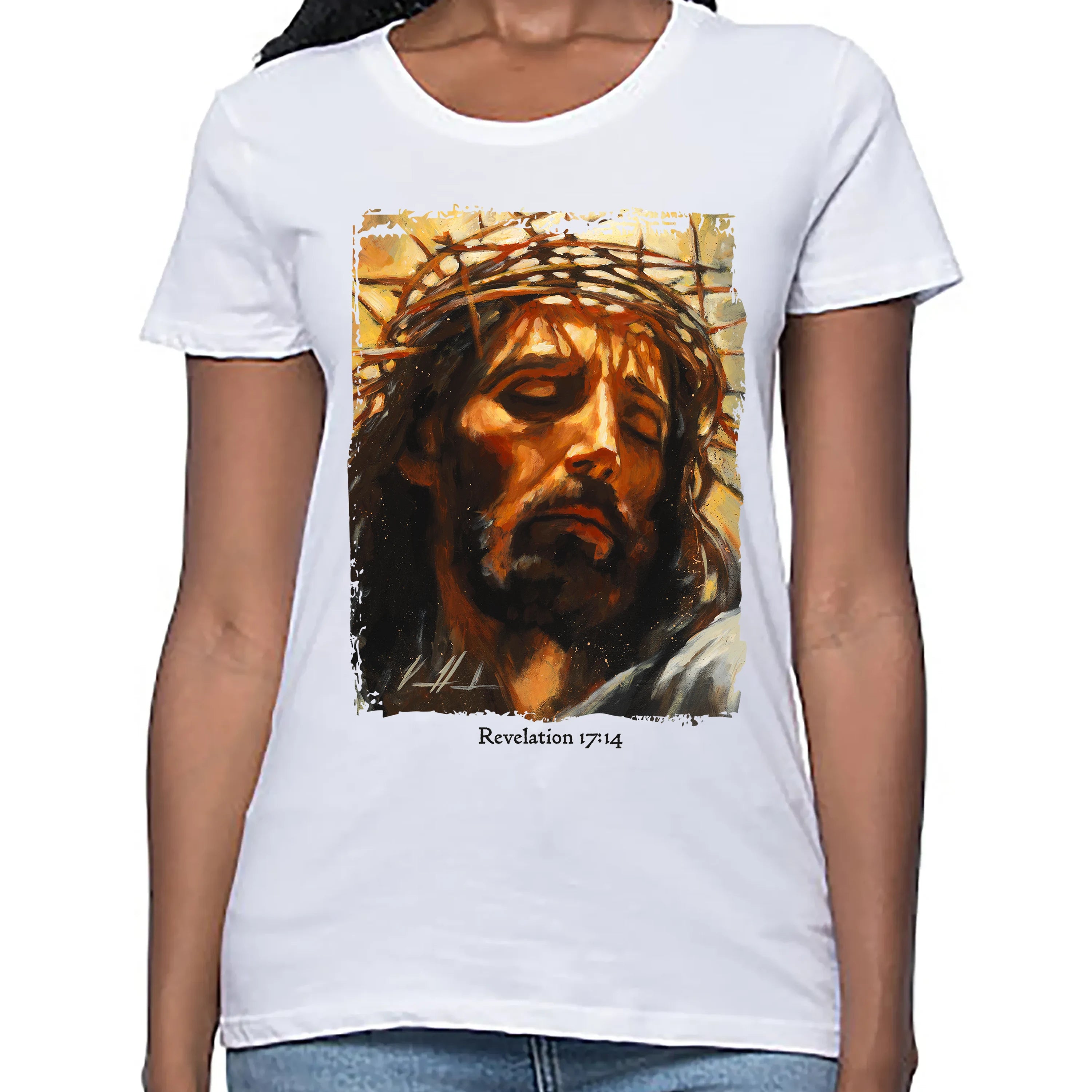 Women's T (Organic Bamboo) - Christ is King Organic Bamboo Vanessa Horabuena Short Sleeve Frost (White) XS
