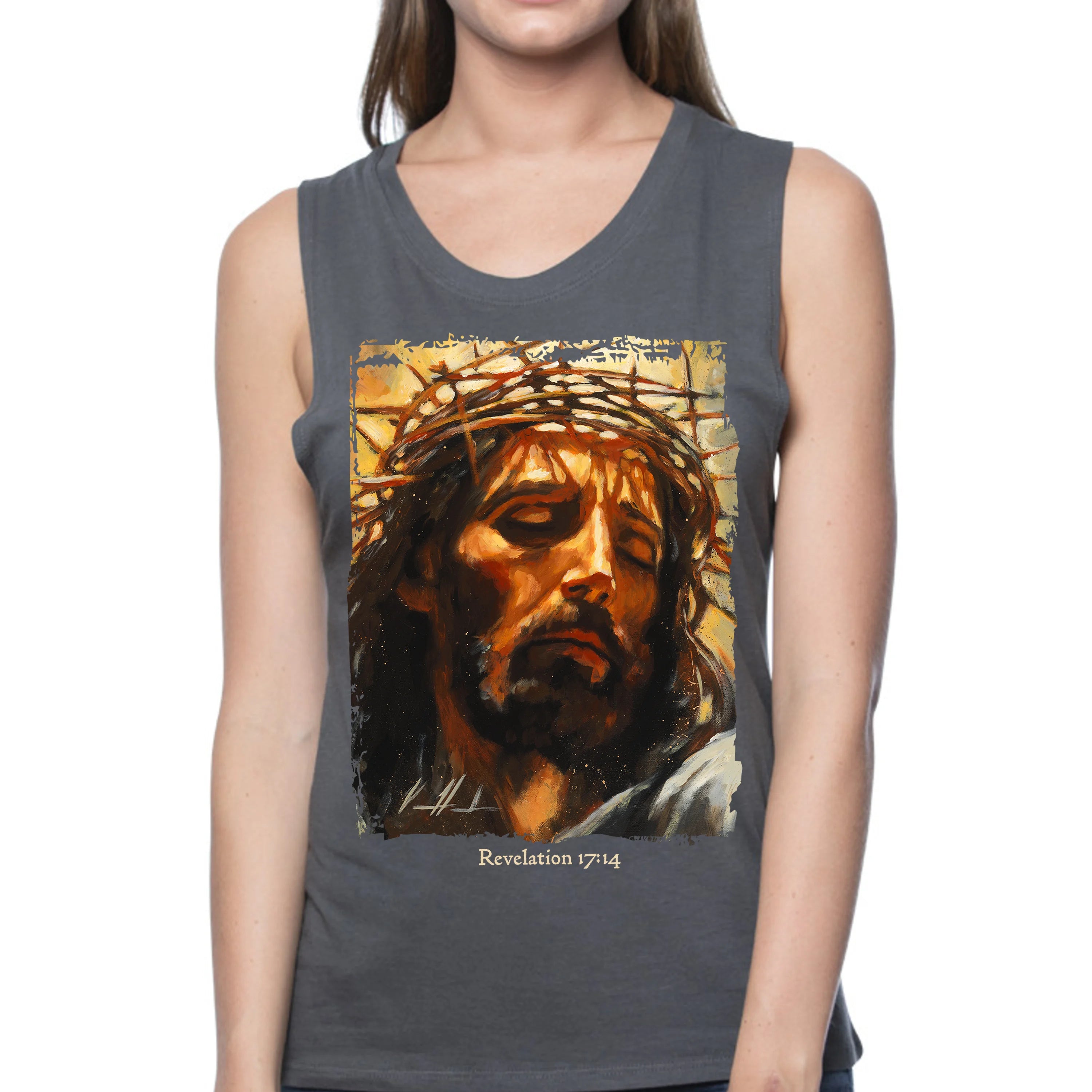 Christ is King - Women's Tank Top (Organic Bamboo) Organic Bamboo Vanessa Horabuena Short Sleeve Pewter (Grey) XS