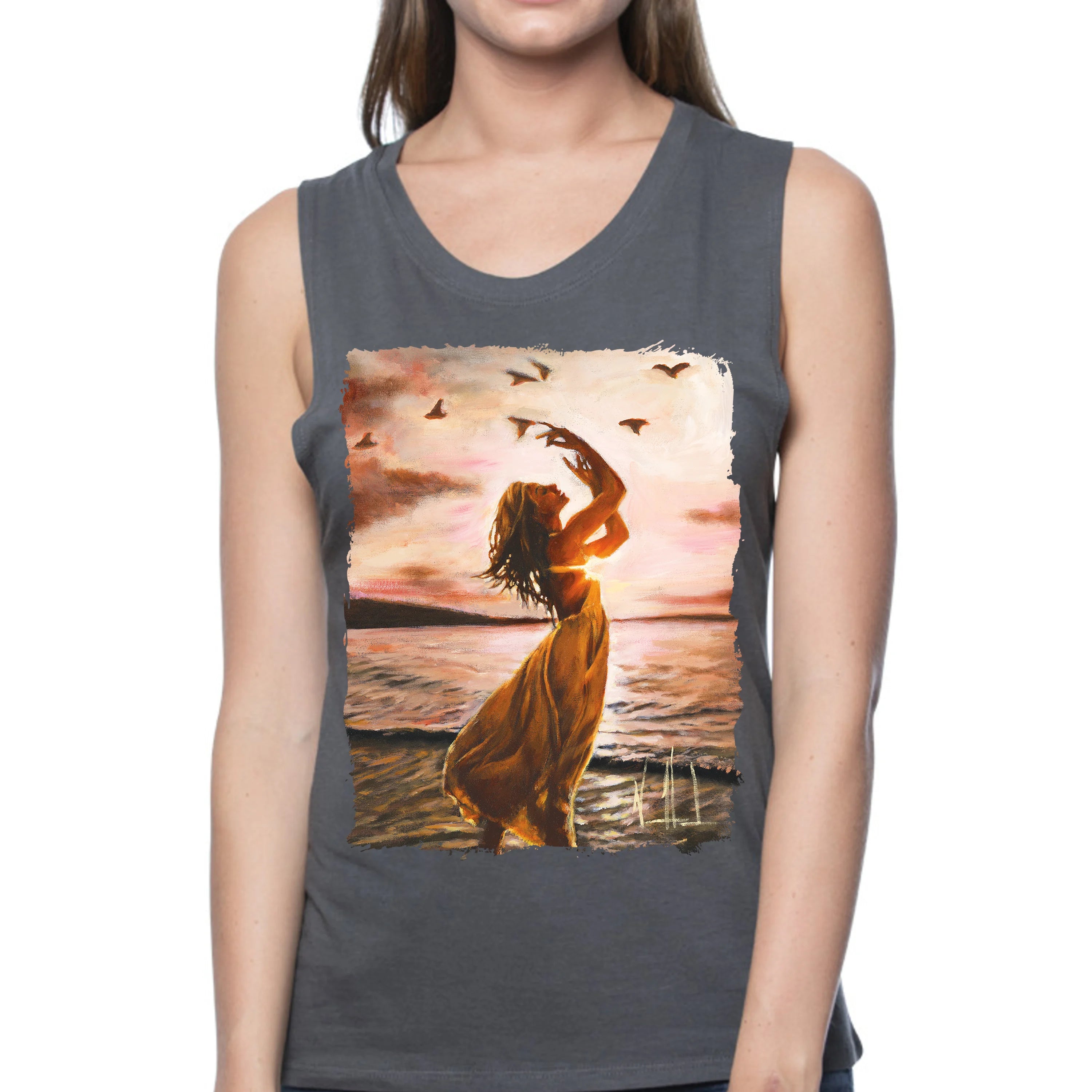Sustained By Your Love - Women's Tank Top (Organic Bamboo) Organic Bamboo Vanessa Horabuena Grey XS