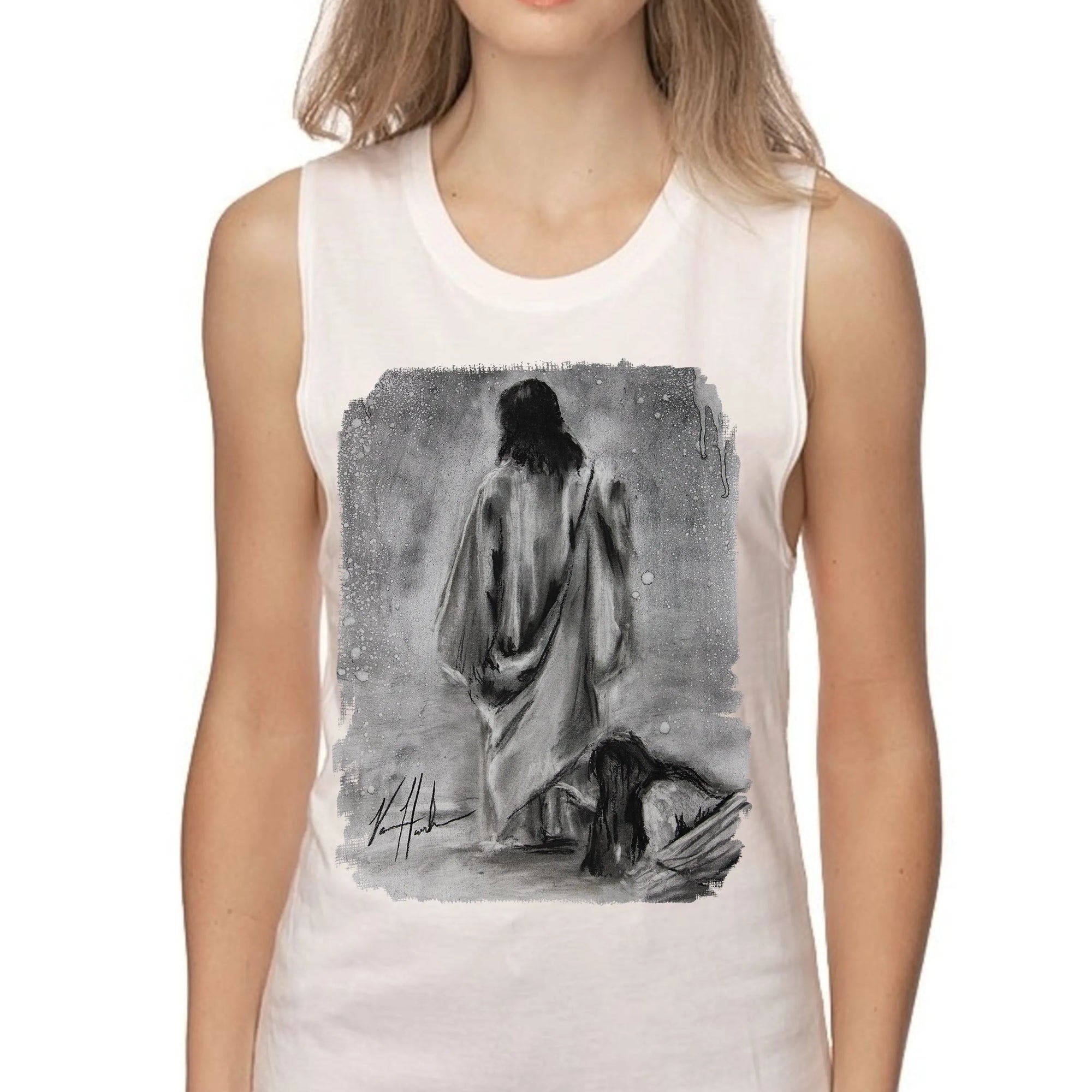 Jesus Healer (Sketch) - Women's Tank Top (Organic Bamboo) Organic Bamboo Vanessa Horabuena White XS