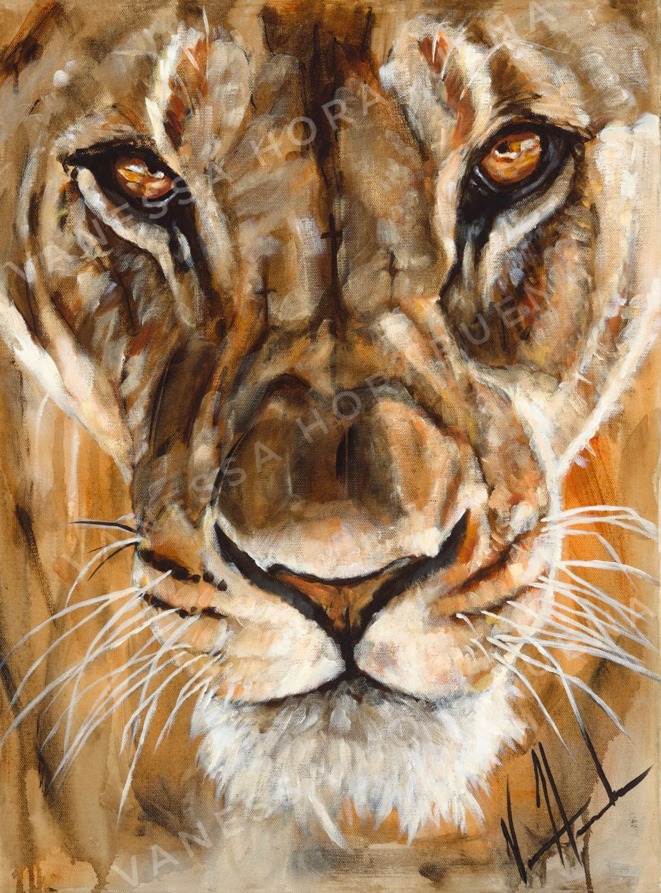 Prevailing Strength (Hand Embellished Canvas Print) Lion Art Print Vanessa Horabuena