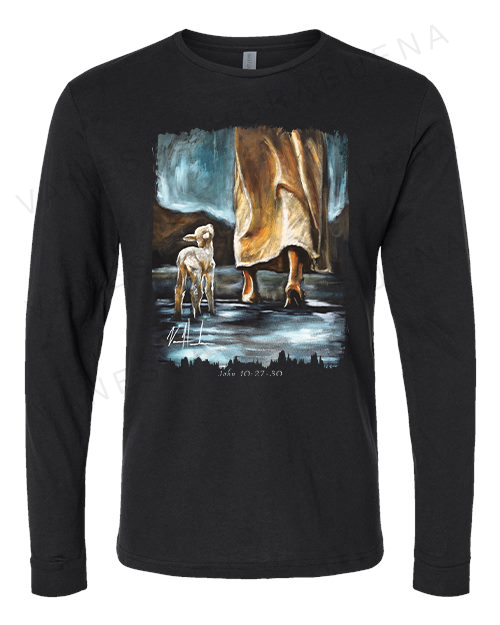 My Sheep Listen to My Voice - Unisex T-Shirt Poly-Blend Vanessa Horabuena Long Sleeve Black Small