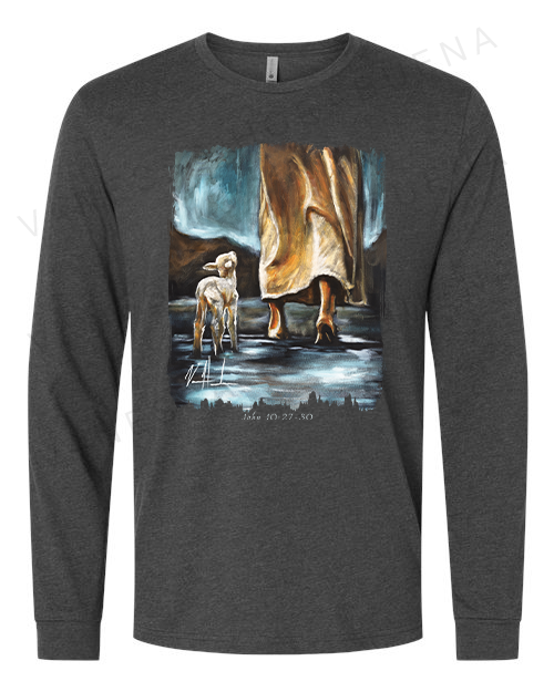 My Sheep Listen to My Voice - Unisex T-Shirt Poly-Blend Vanessa Horabuena Long Sleeve Charcoal Small