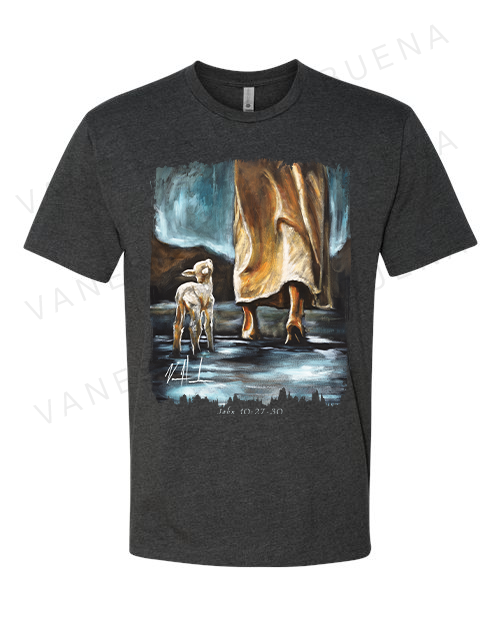 My Sheep Listen to My Voice - Unisex T-Shirt Poly-Blend Vanessa Horabuena Short Sleeve Charcoal Small