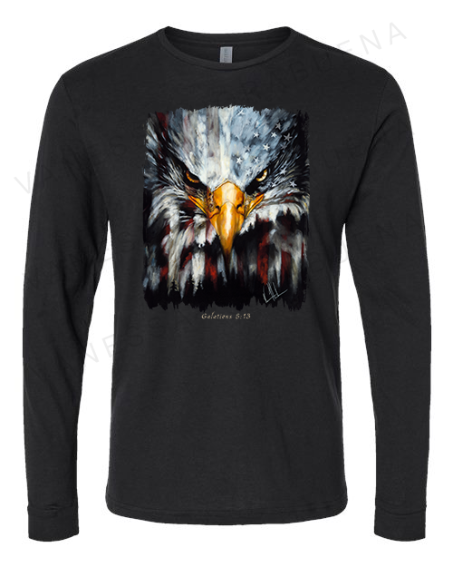 Stripes of Freedom - Unisex T-Shirt Poly-Blend Vanessa Horabuena Long Sleeve Black Small