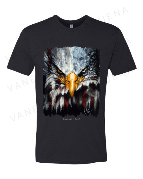Stripes of Freedom - Unisex T-Shirt Poly-Blend Vanessa Horabuena Short Sleeve Black Small
