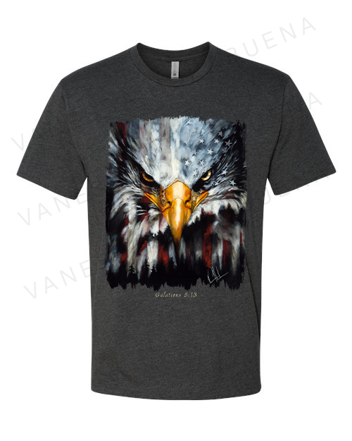 Stripes of Freedom - Unisex T-Shirt Poly-Blend Vanessa Horabuena Short Sleeve Charcoal Small