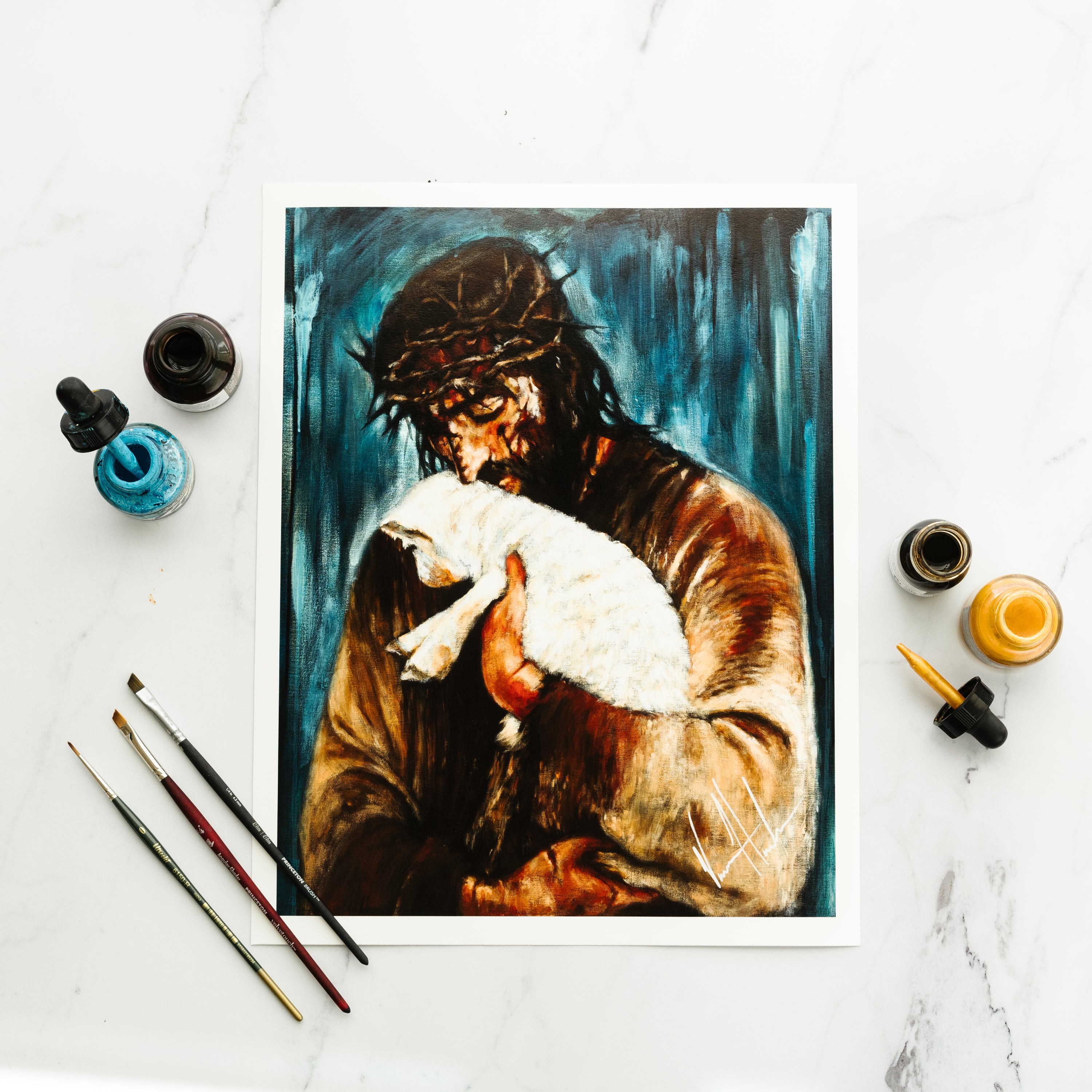 For the One Who Lost Its Way (Hand Embellished Canvas Print) Jesus Art Print Vanessa Horabuena