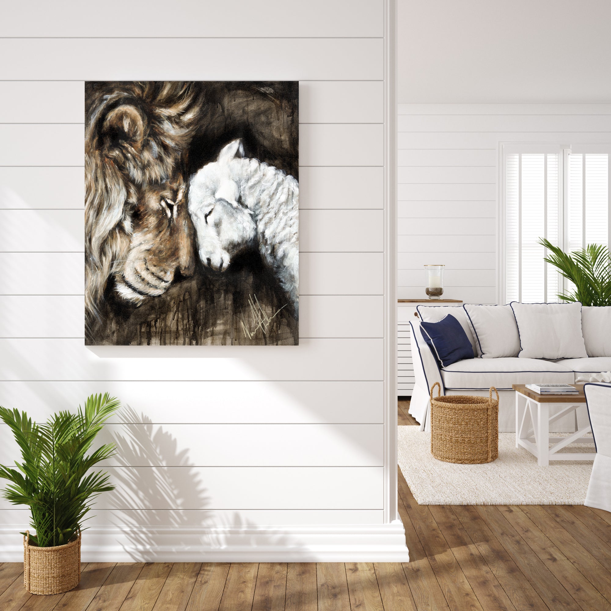 Compassion of a King (Hand Embellished Canvas Print) Lion Art Print Vanessa Horabuena