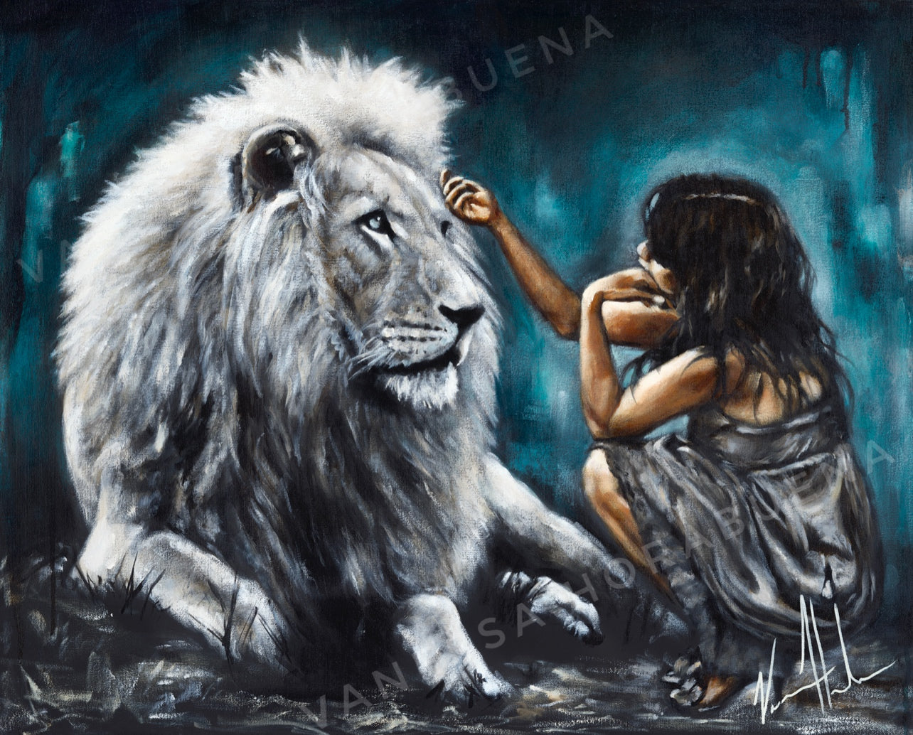CM# 61 - Intimacy With God (Blue Background) - 36"x48" Canvas Print Vanessa Horabuena