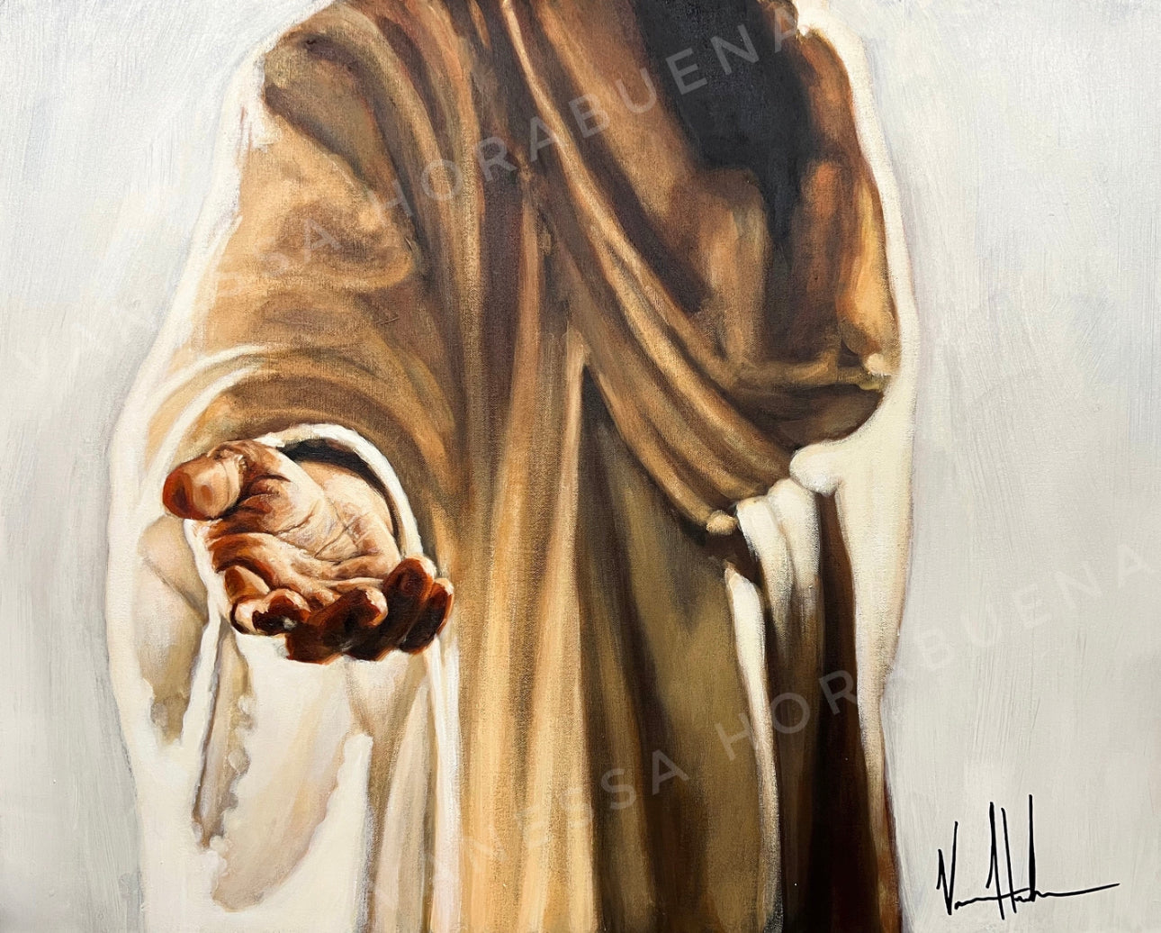 Beckoning (Hand Embellished Canvas Print) Jesus Art Print Vanessa Horabuena