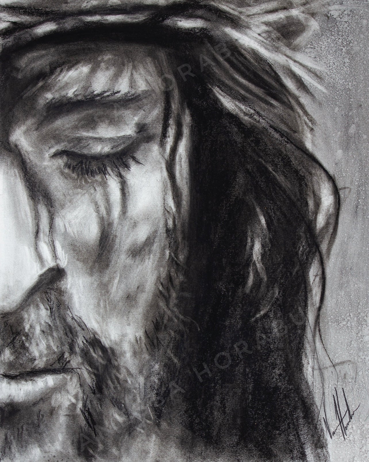 Compassionate Love (Sketch) (Hand Embellished Canvas Print) Jesus Art Print Vanessa Horabuena