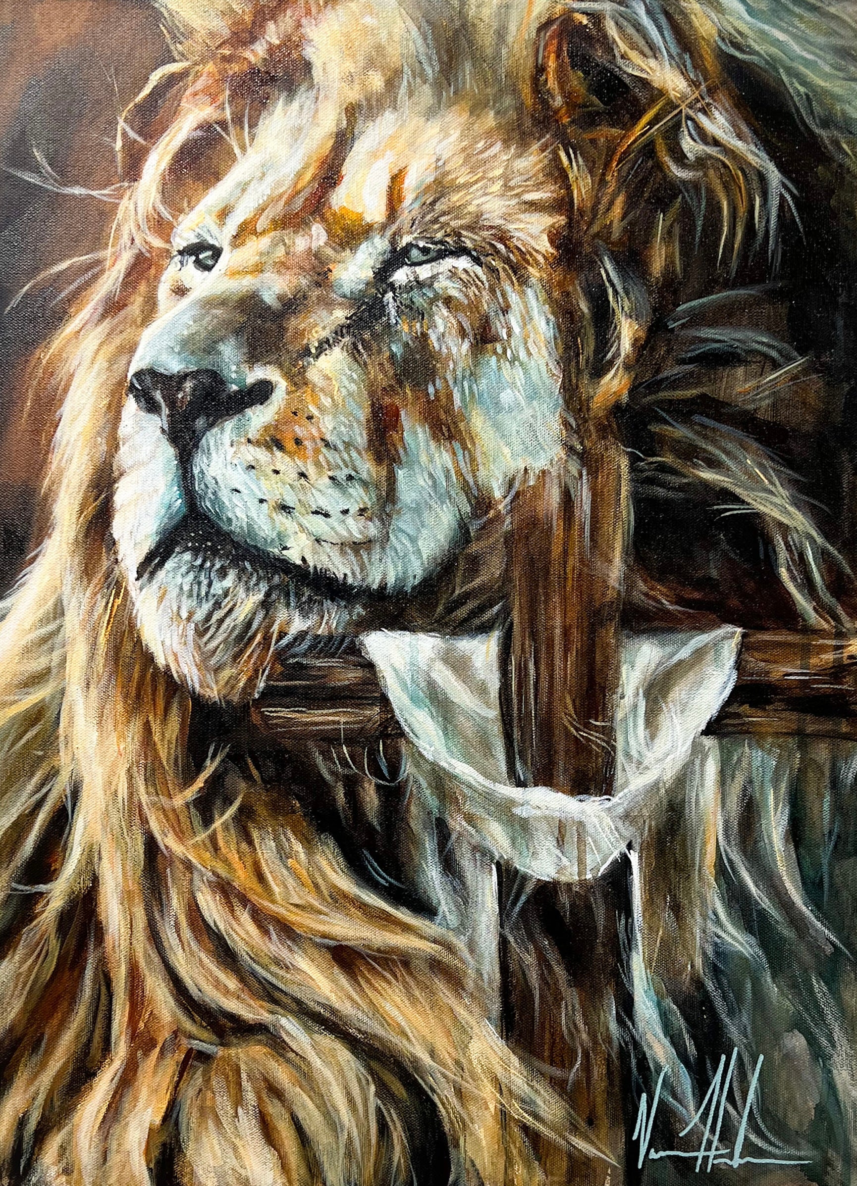 Eternal Reign (Hand Embellished Canvas Print) Lion Art Print Vanessa Horabuena