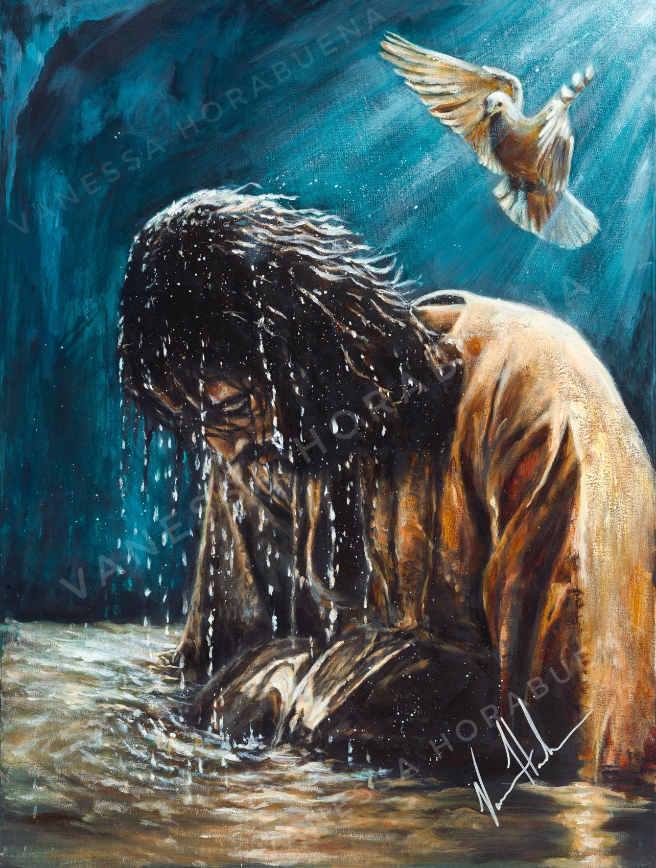 This Is My Son (Hand Embellished Canvas Print) Jesus Art Print Vanessa Horabuena