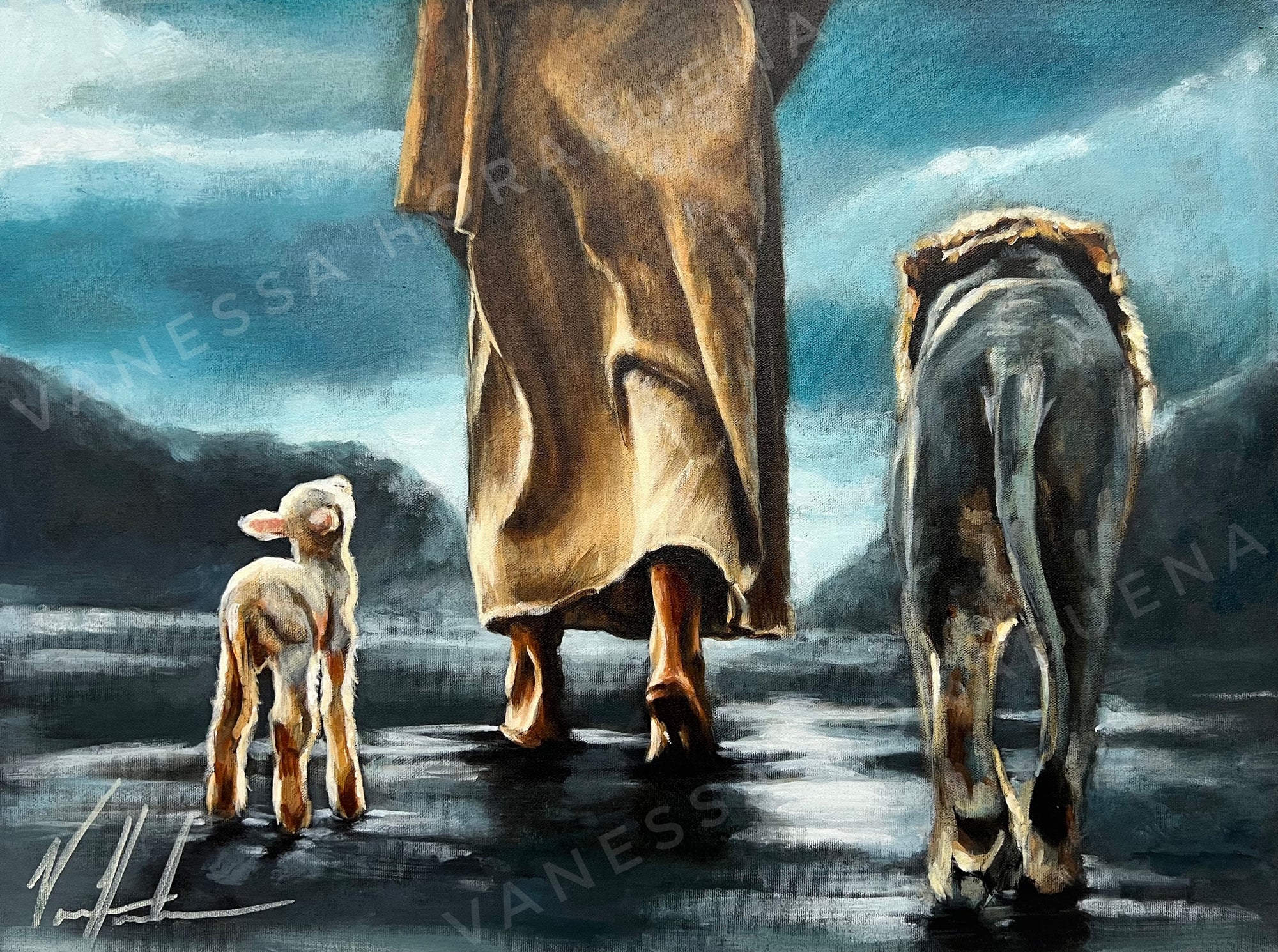 C#. 8 - Footprints of Our King - 24"x30" Canvas Print Vanessa Horabuena