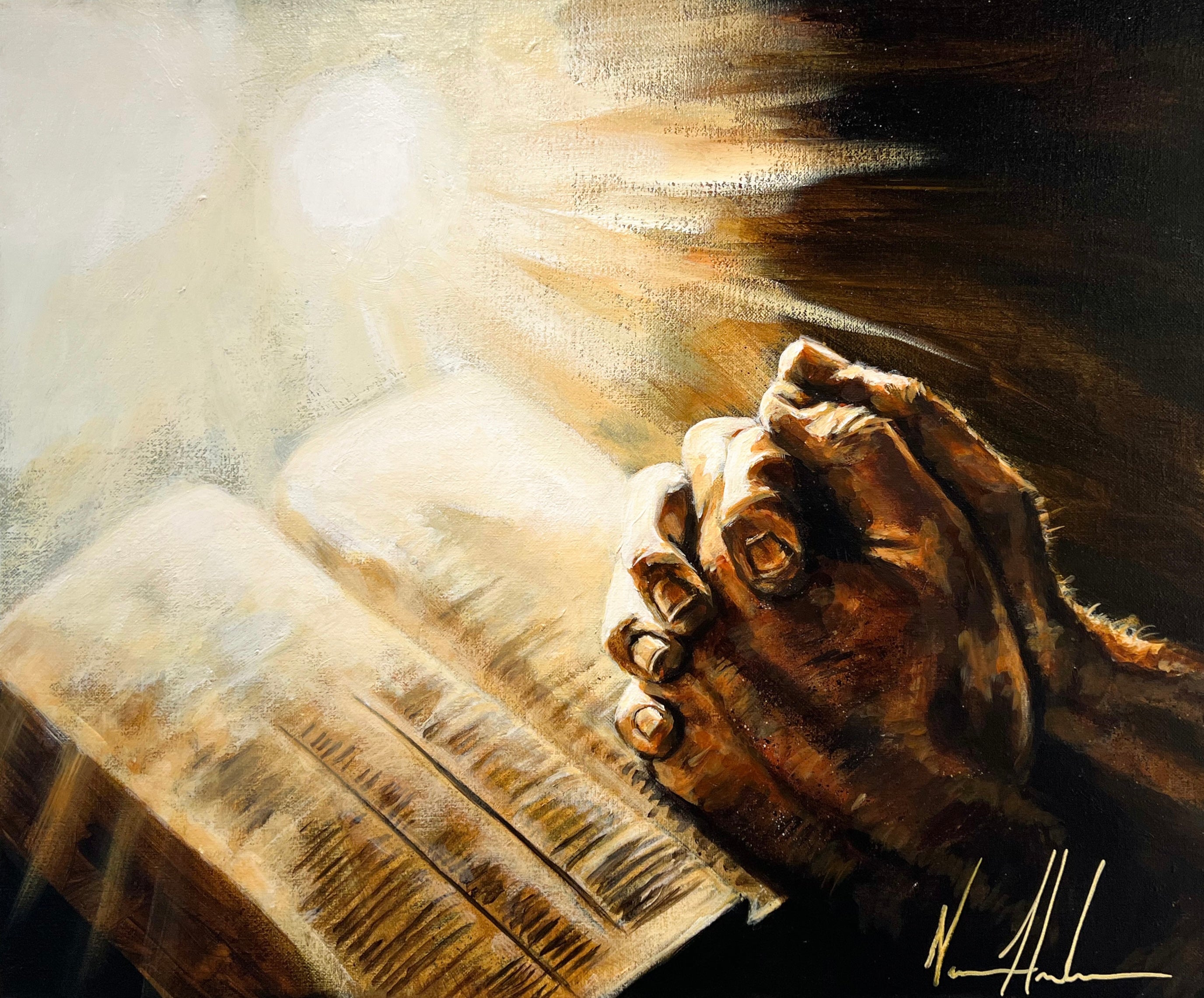 Speak Lord, Your Servant is Listening (Hand Embellished Canvas Print) Jesus Art Print Vanessa Horabuena