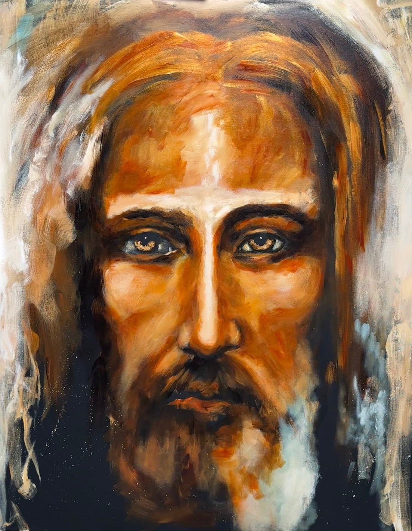 The Shroud of Turin - Resurrection Light - 48”x60” Original Acrylic Painting - Event Speed Painting Original Painting Vanessa Horabuena
