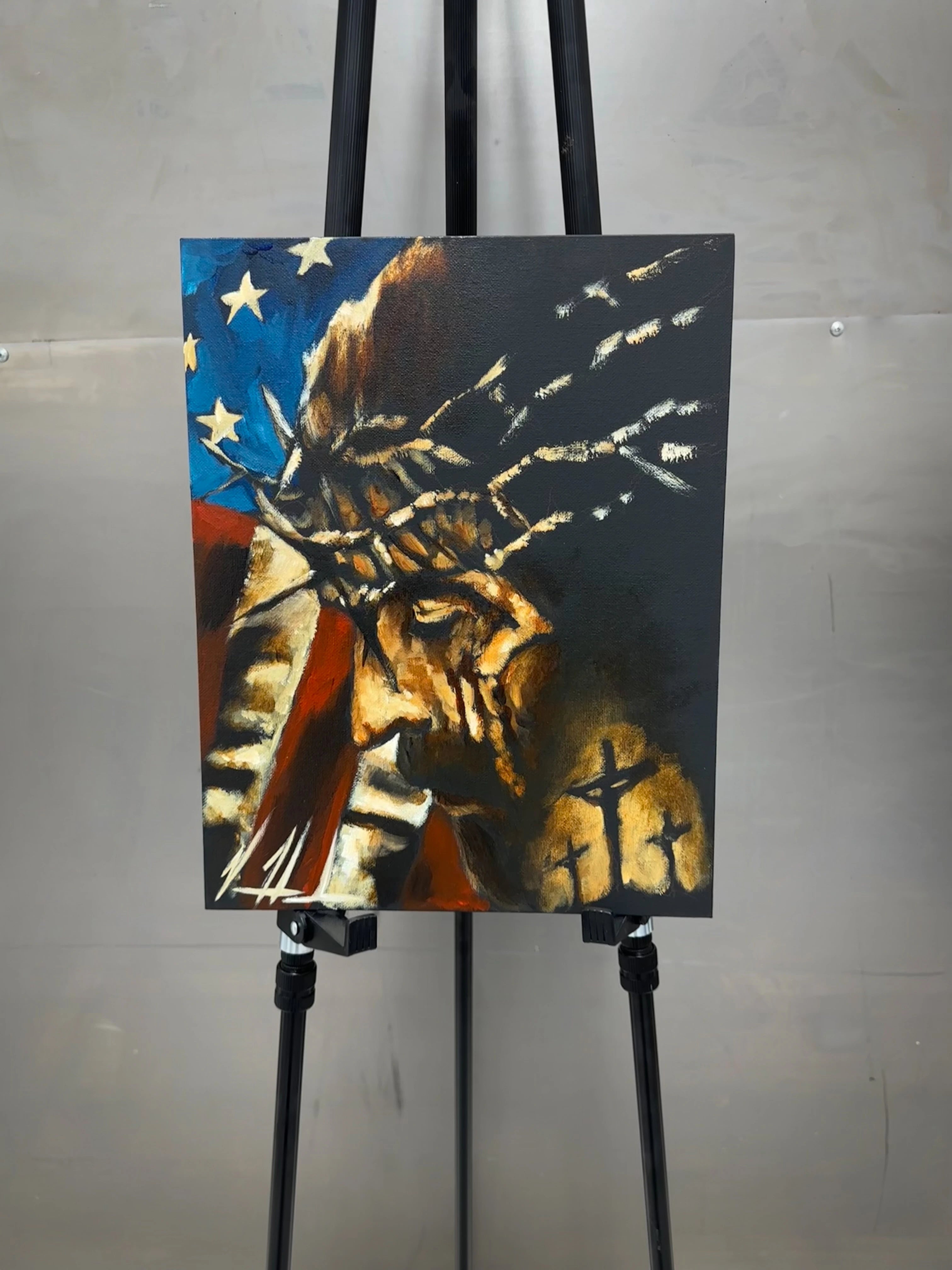 One Nation Under God - 11”x14” Original Acrylic Painting Original Painting Vanessa Horabuena