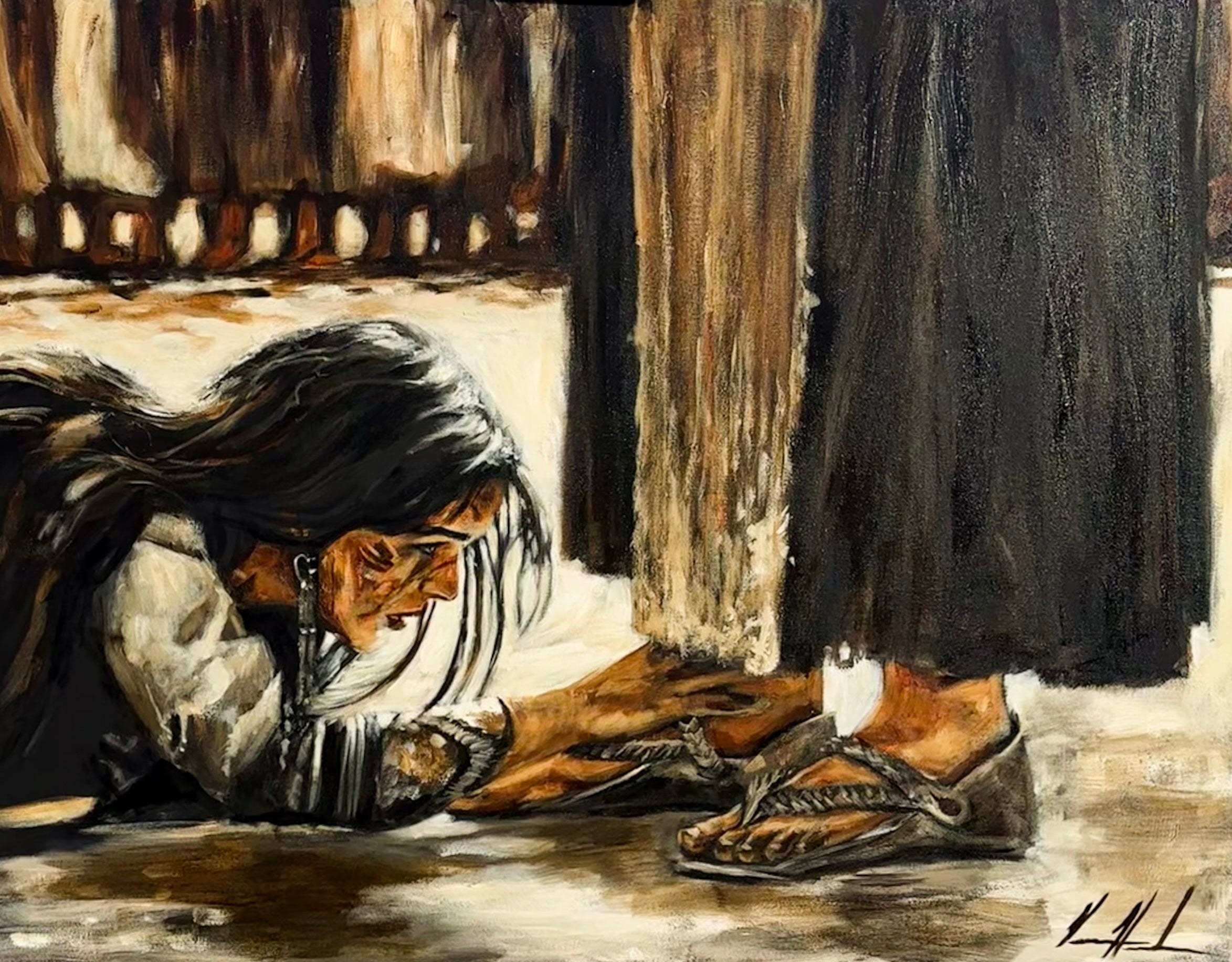 “Woman, Where Are Your Accusers?” - 36”x48” Original Acrylic Painting Original Painting Vanessa Horabuena