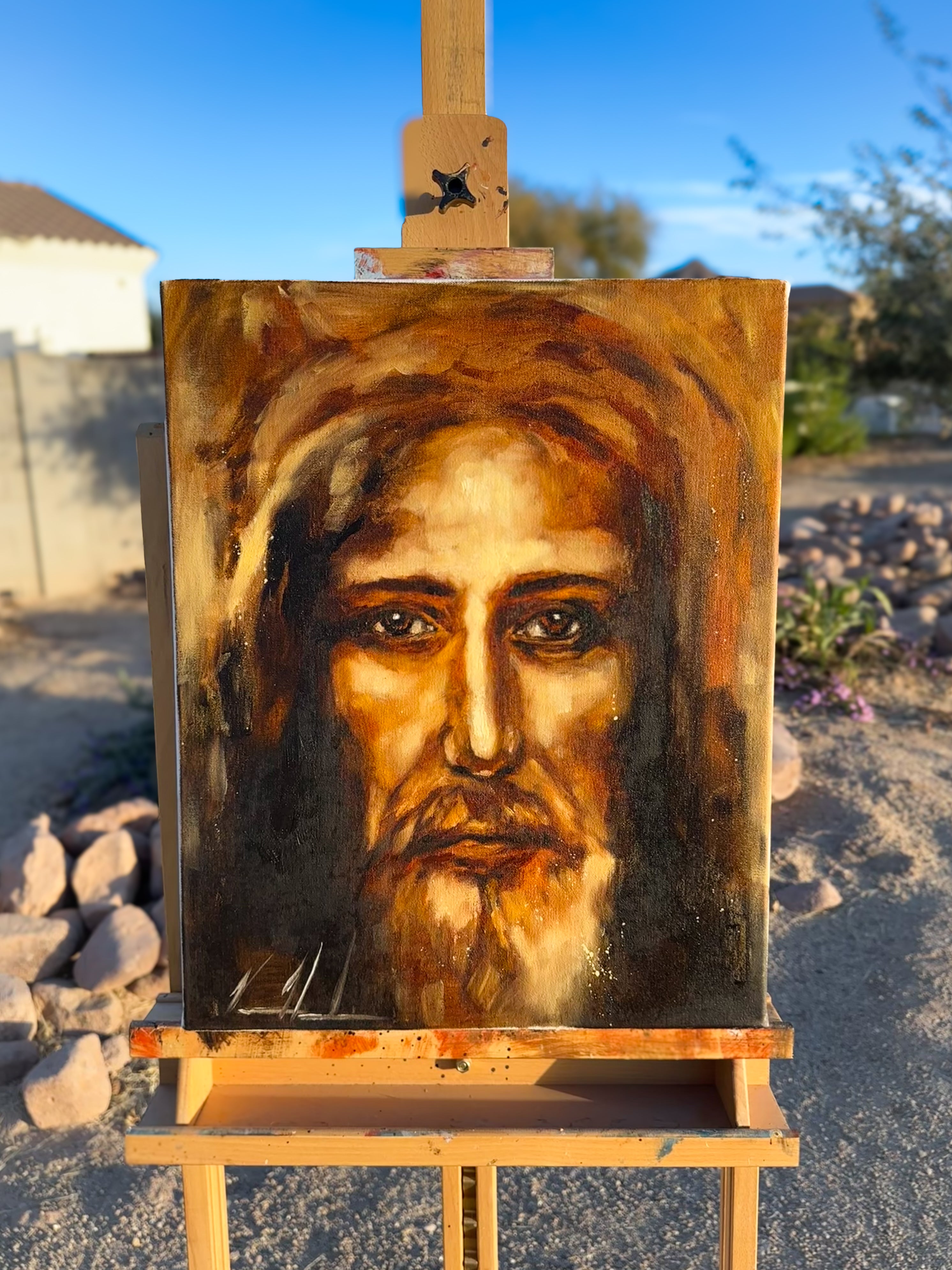 The Shroud of Turin - Resurrection Light - 16”x20” Original Oil Painting Original Painting Vanessa Horabuena