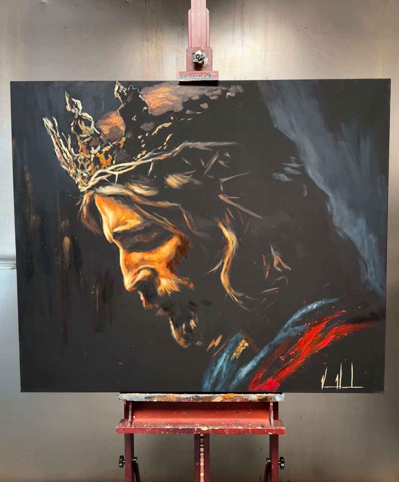 Glory is Our King - 39”x46” Original Acrylic Painting - Painted Live in Florence, Italy Original Painting Vanessa Horabuena