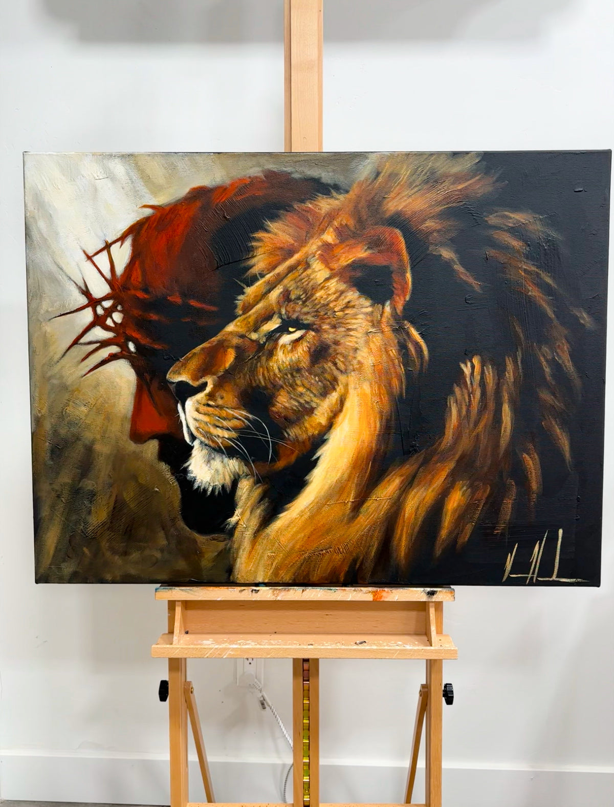 The Lion of Judah - Peace and Strength - 30”x40” Original Painting Vanessa Horabuena