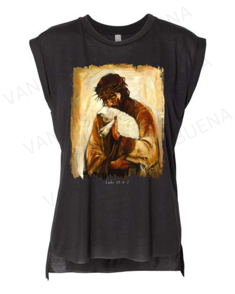 For the One Who Lost Its Way - Fall Edition - Ladies Rolled Sleeve Muscle T-Shirt Poly-Blend Vanessa Horabuena Black Small