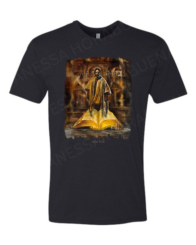 The Living Word - Unisex T-Shirt Poly-Blend Vanessa Horabuena Short Sleeve Black Small