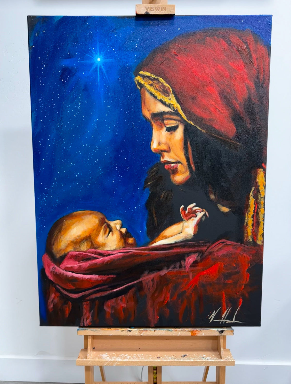 A Savior is Born - 30”x40” Original Acrylic Painting Vanessa Horabuena