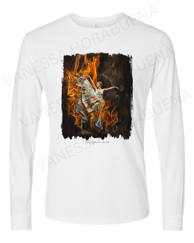 A Burning Flame Within - Unisex T-Shirt Vanessa Horabuena Long Sleeve White Small