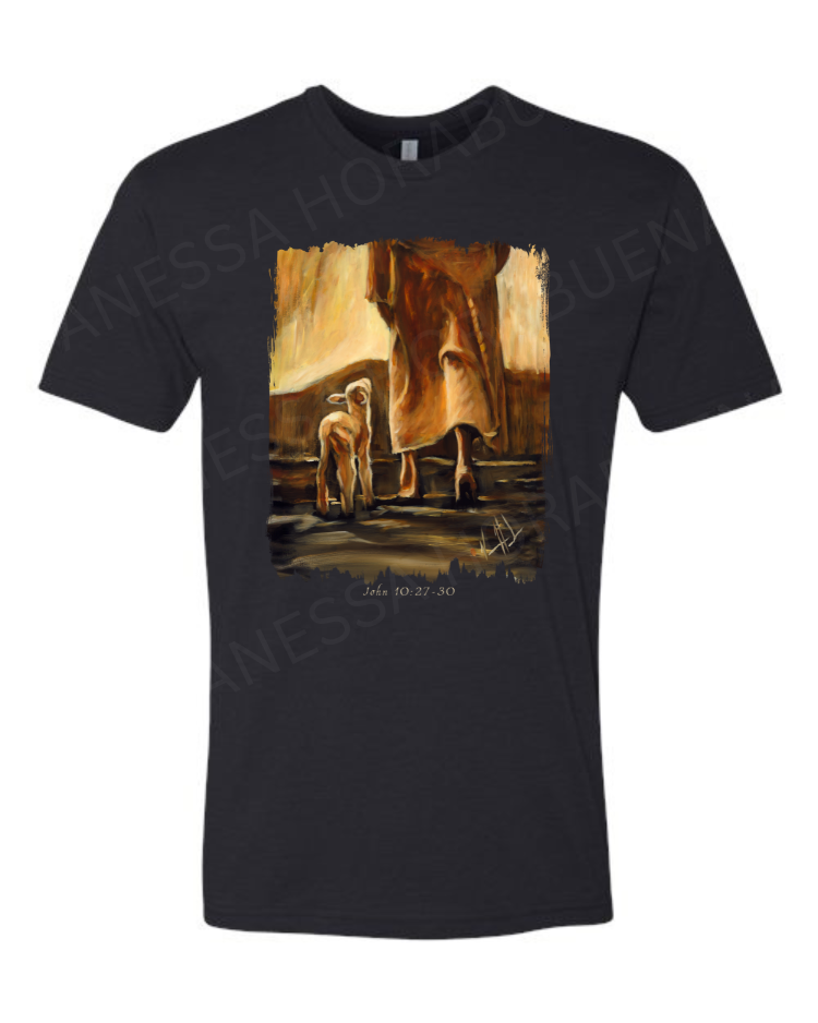 My Sheep Listen to My Voice - Fall Edition - Unisex T-Shirt Poly-Blend Vanessa Horabuena Short Sleeve Black Small