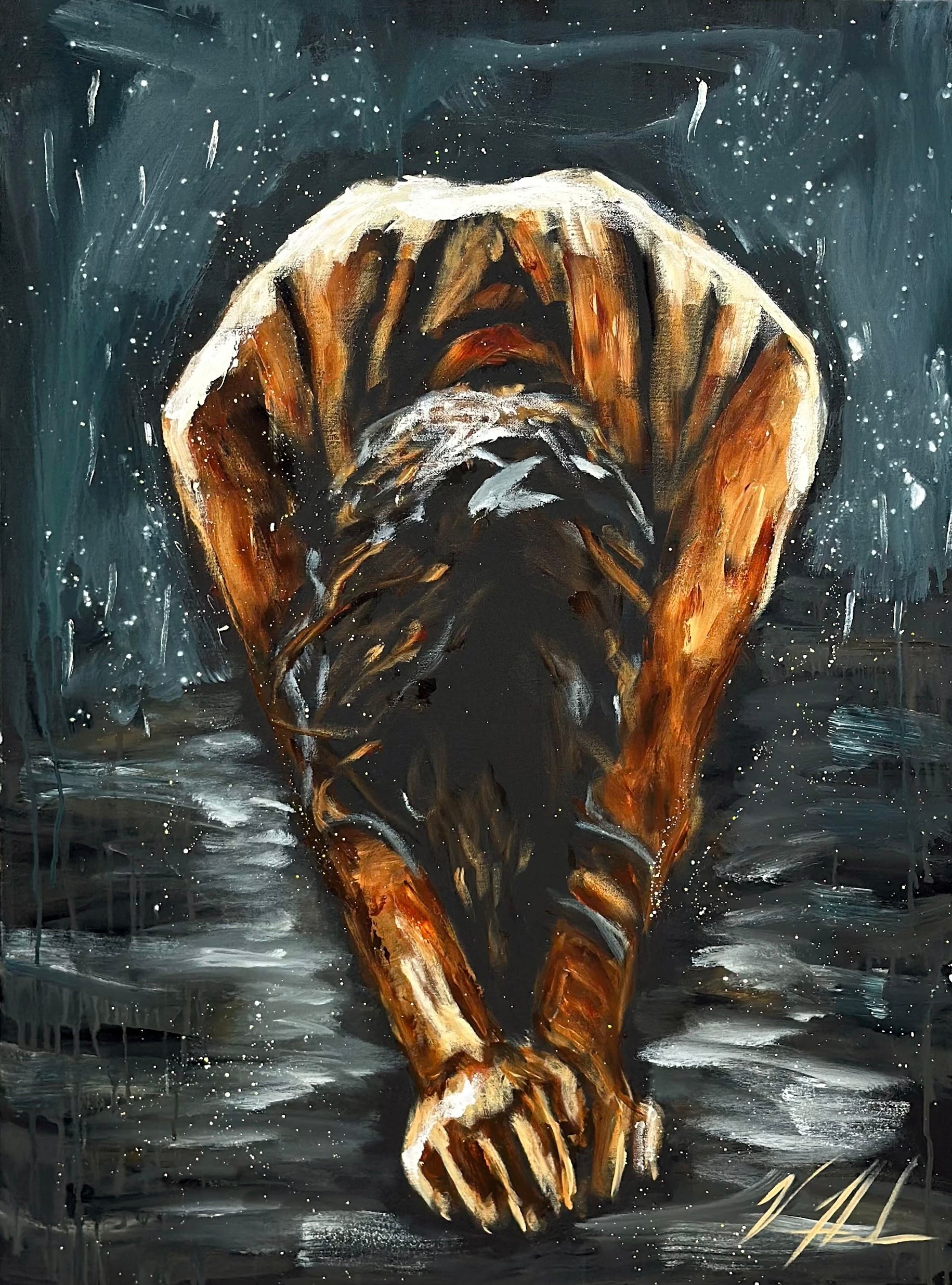 The Art of Surrender - 30”x40” Original Acrylic Painting - LIVE WORSHIP PAINTING Original Painting Vanessa Horabuena