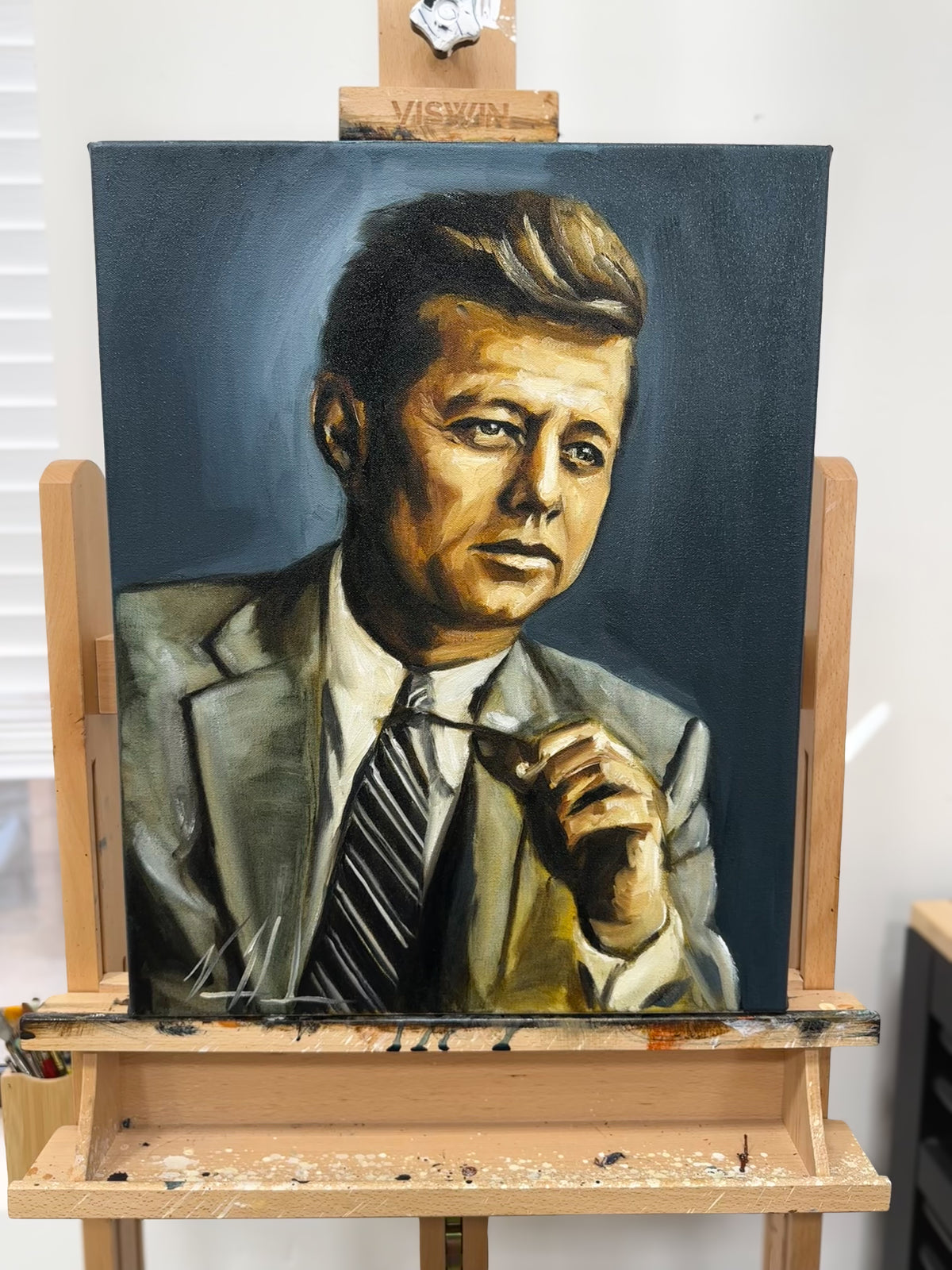 JFK - Reckoning - 16”x20” Original Oil Painting Vanessa Horabuena