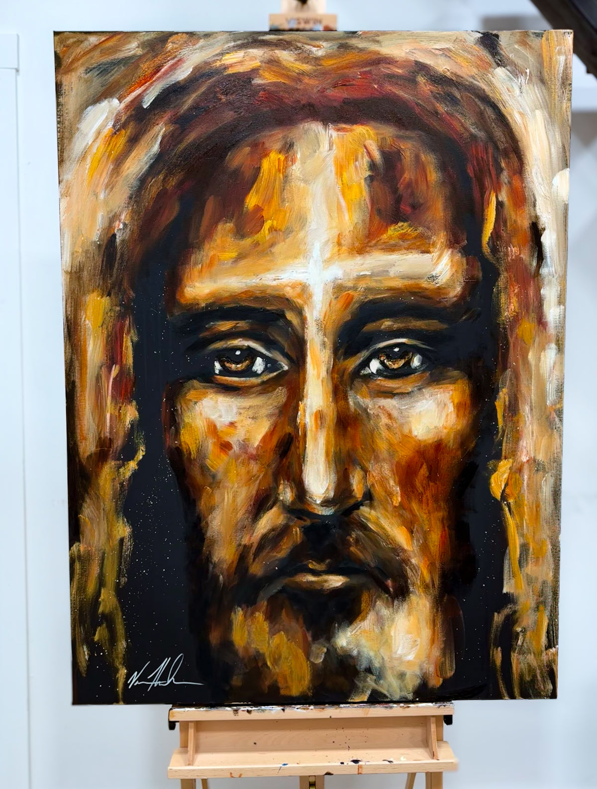 The Shroud of Turin - Resurrection Light - 36”x48” Original Acrylic Painting Vanessa Horabuena