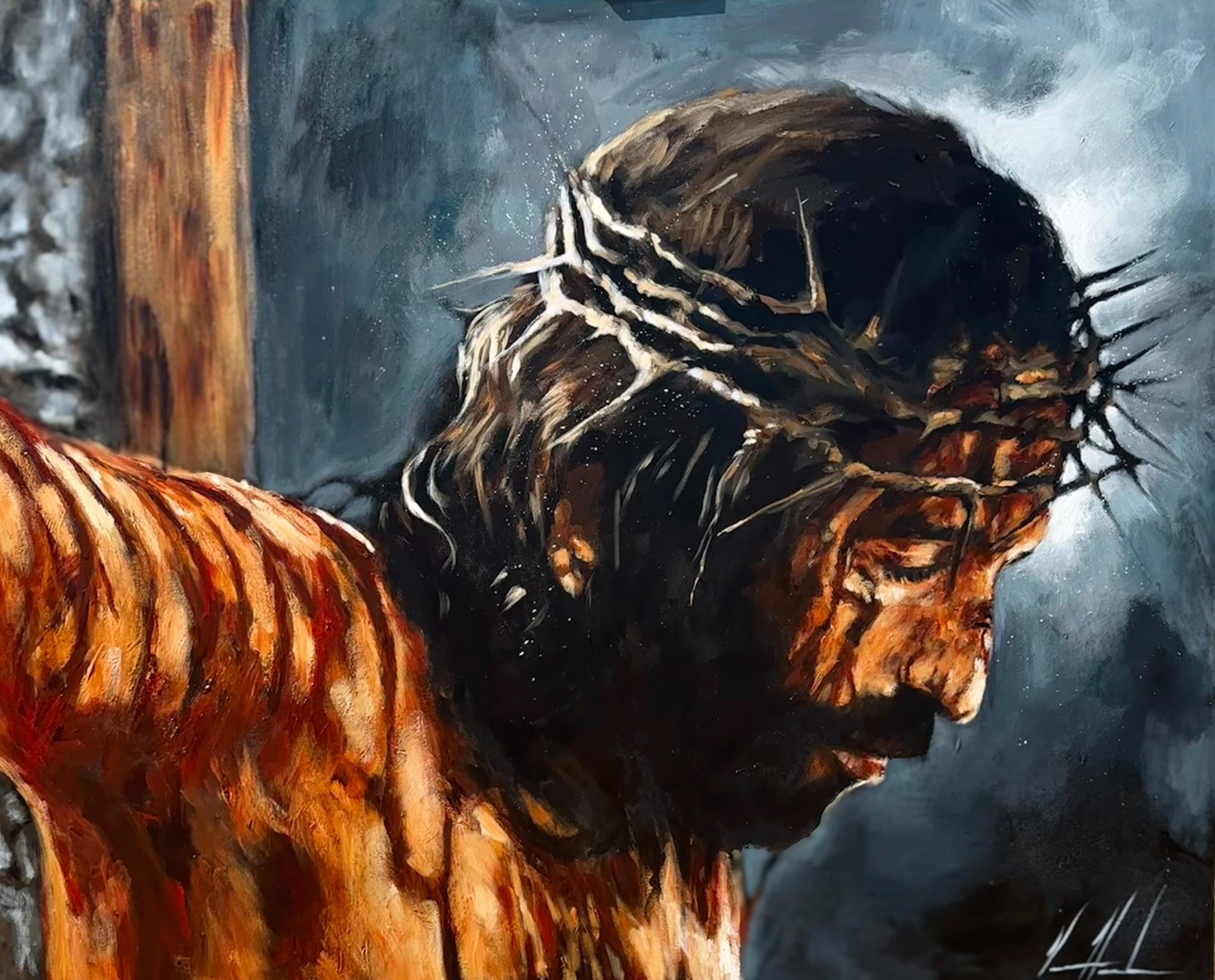 By His Wounds, We Are Healed - 48”x60” Original Acrylic Painting