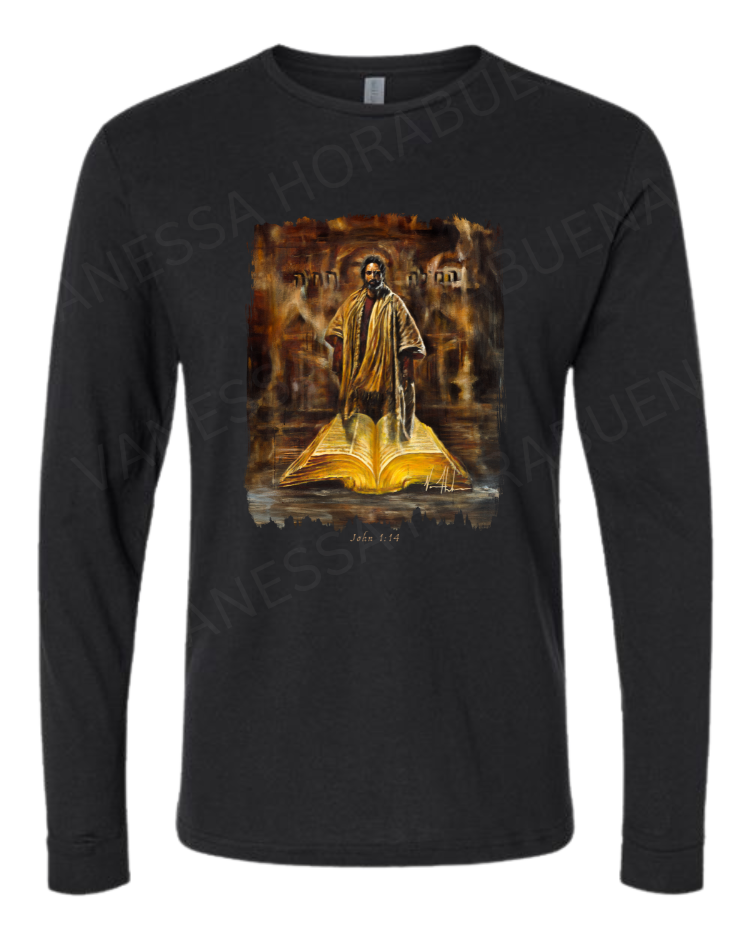 The Living Word - Unisex T-Shirt Poly-Blend Vanessa Horabuena Long Sleeve Black Small