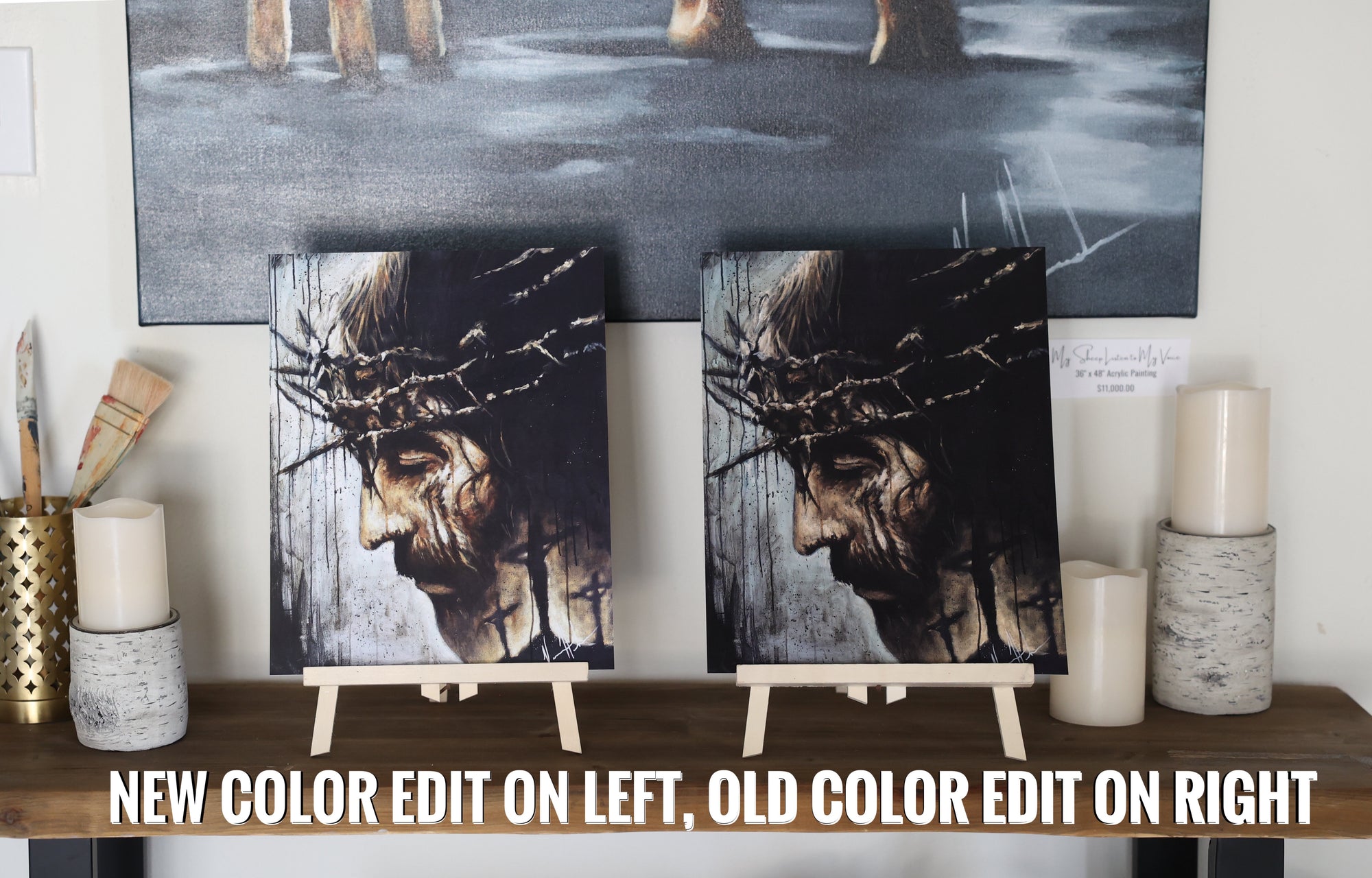 NEW COLOR EDIT - Redeemer's Love With Crosses Jesus Art Print Vanessa Horabuena