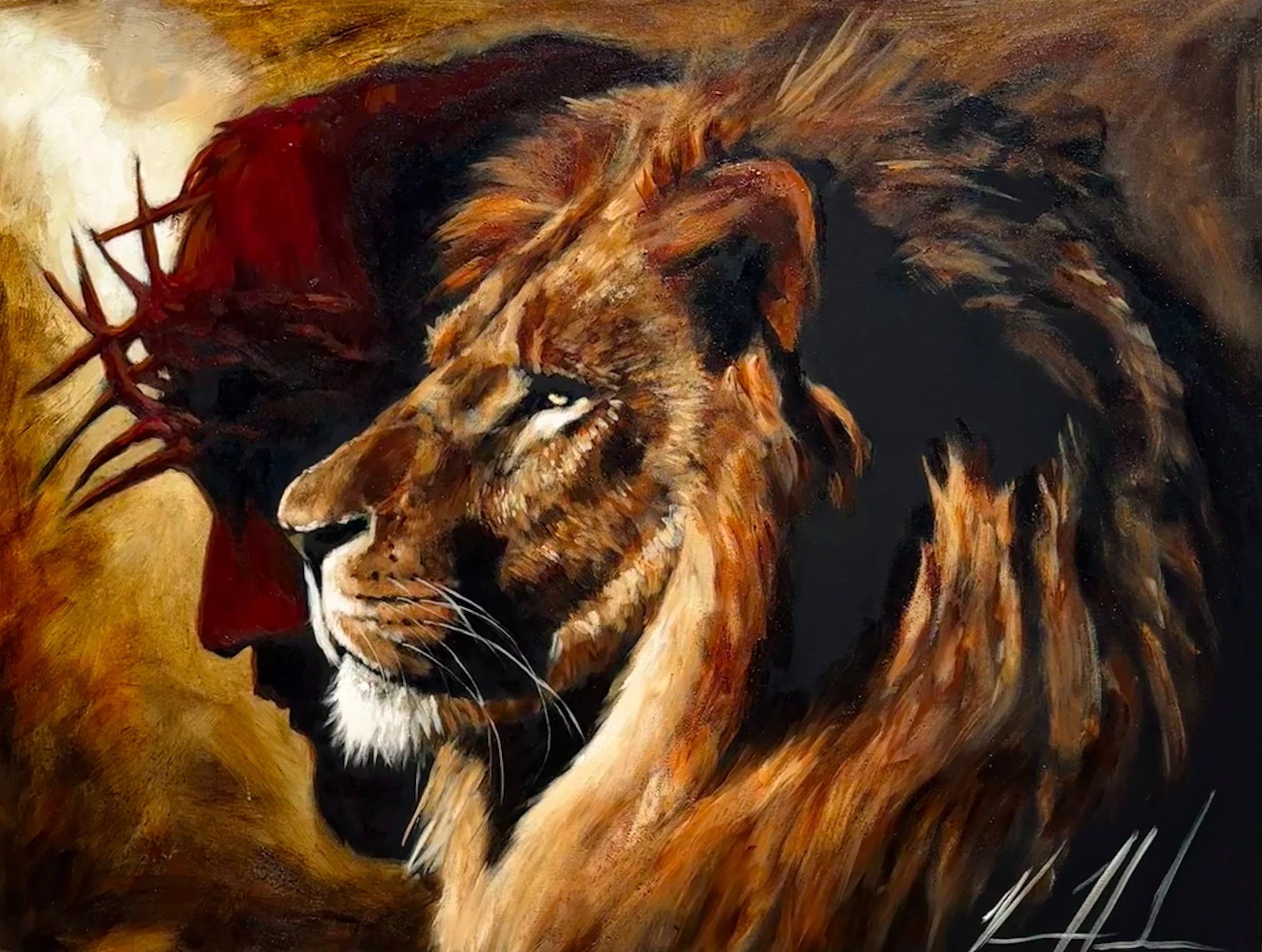 The Lion of Judah - 36”x48” Original Acrylic Painting Original Painting Vanessa Horabuena