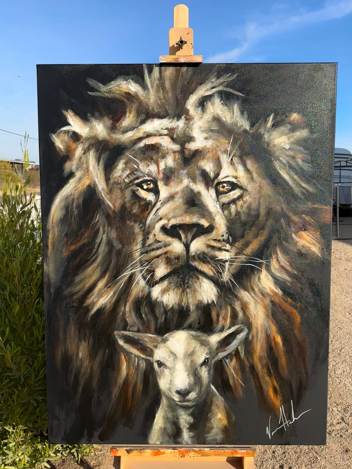 The Lion and Lamb Passover - Darkness Cannot Overcome the Light - 36”x48” Original Acrylic Painting