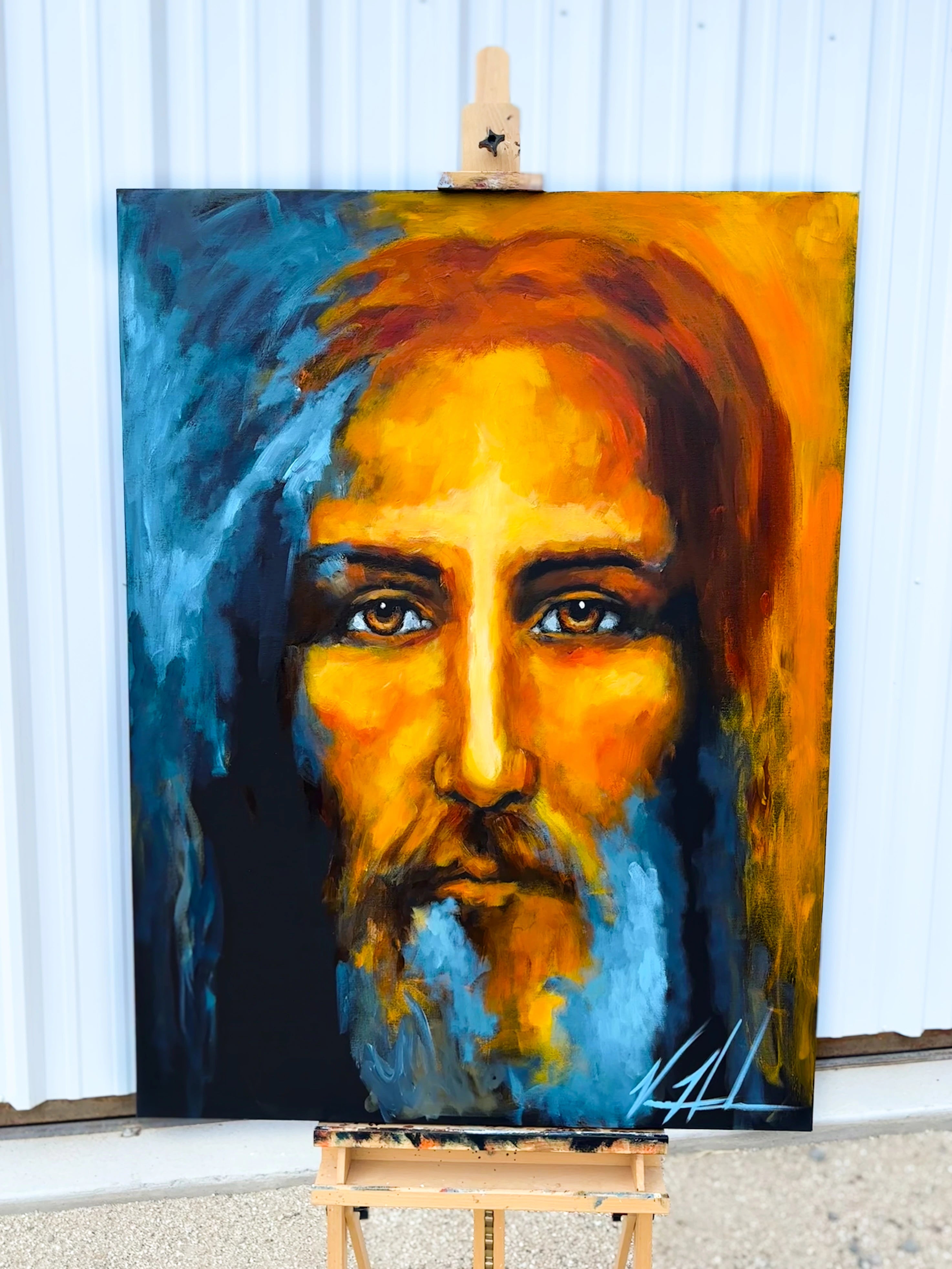 The Shroud of Turin - Peace in His Eyes - 36”x48” Original Acrylic Painting