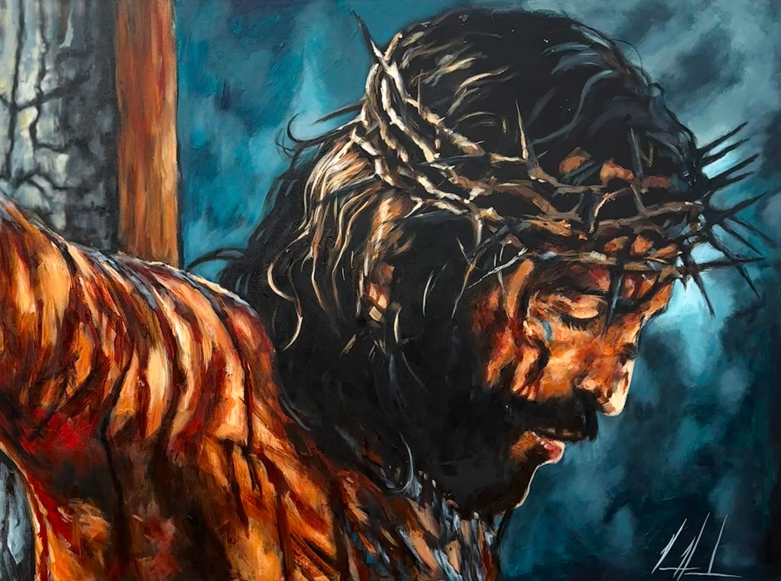 By His Wounds, We Are Healed - 36”x48” Original Acrylic Painting