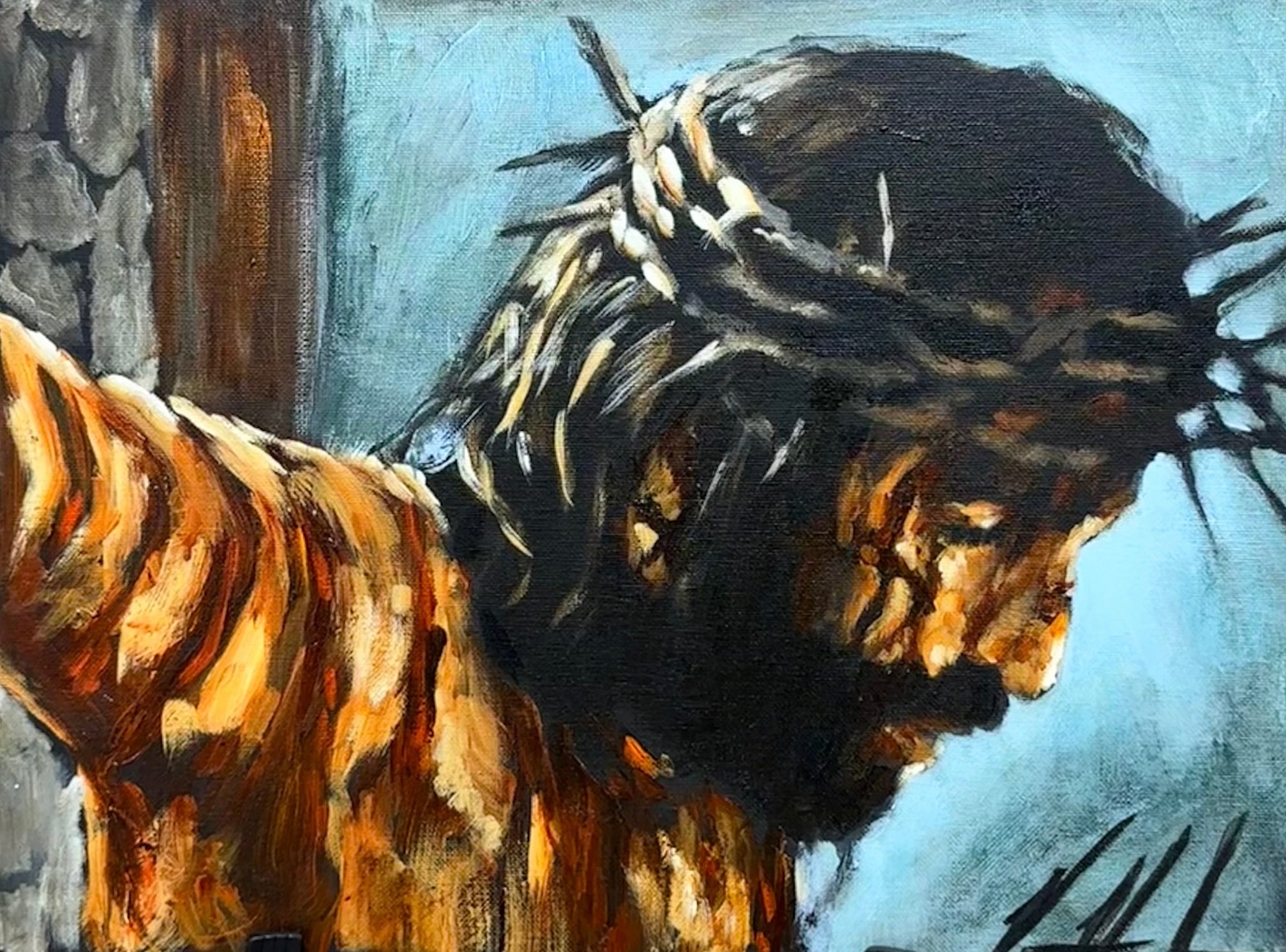 By His Wounds, We Are Healed - 12”x16” Original Acrylic Painting