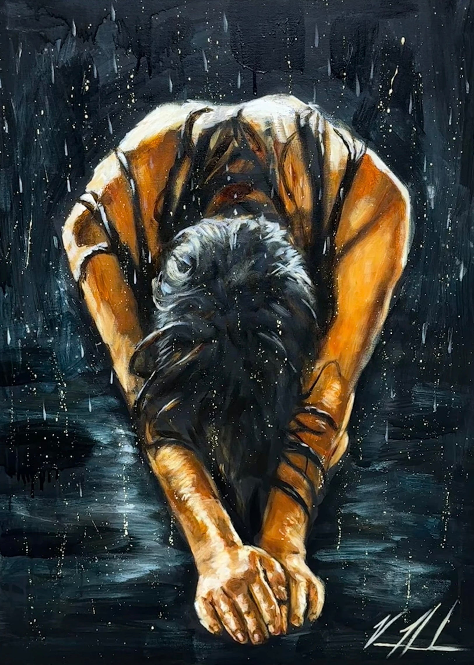 The Art of Surrender - 30”x40” Original Acrylic Painting - LIVE WORSHIP PAINTING Original Painting Vanessa Horabuena