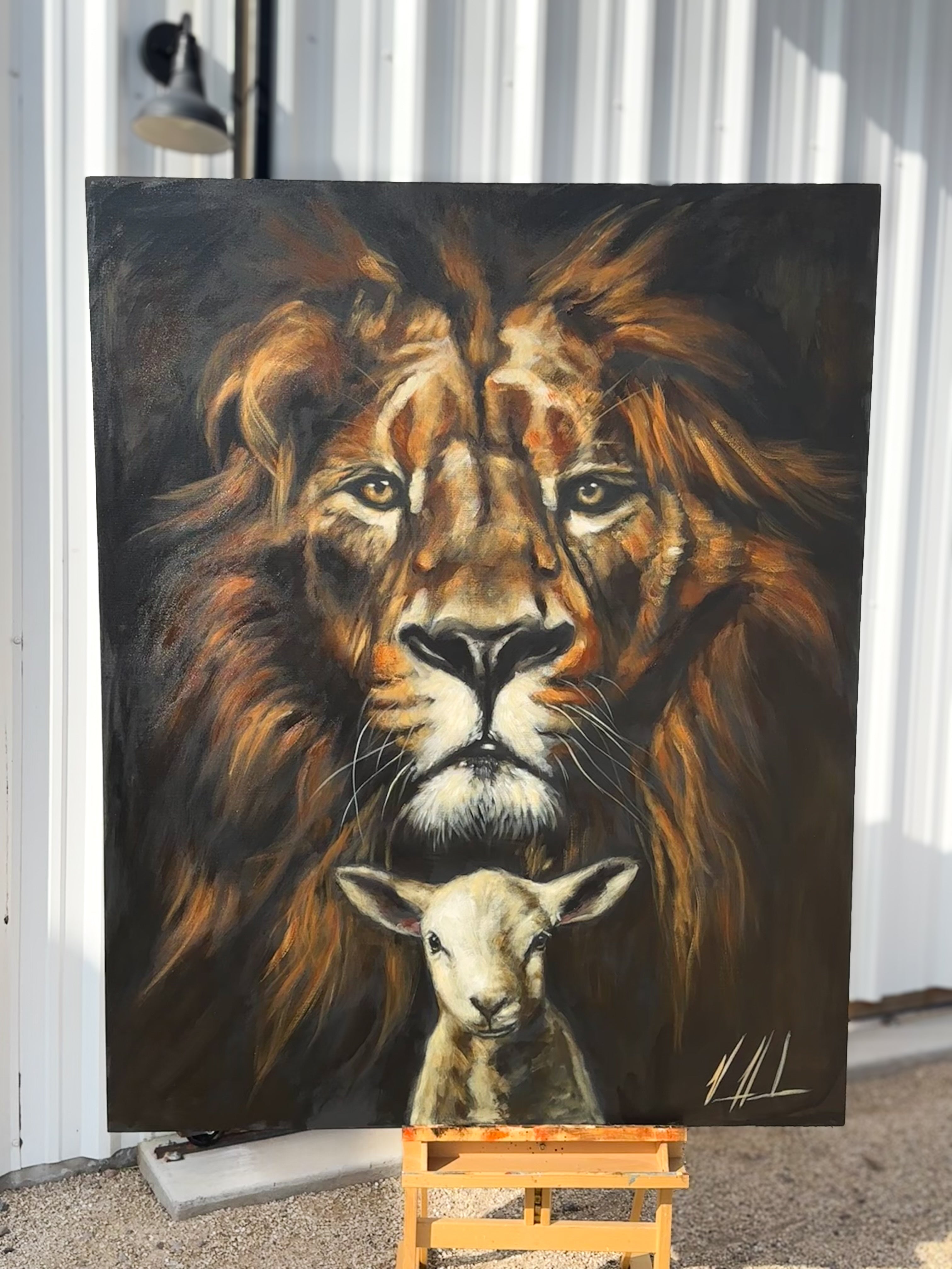 The Lion and Lamb Passover - 48”x60” Original Acrylic Painting Original Painting Vanessa Horabuena