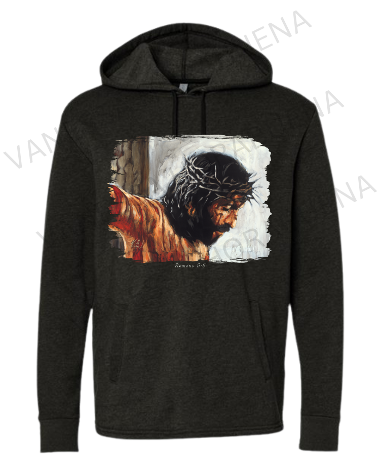 By His Wounds We Are Healed (White Background) - Unisex Hoodie Vanessa Horabuena Black Small