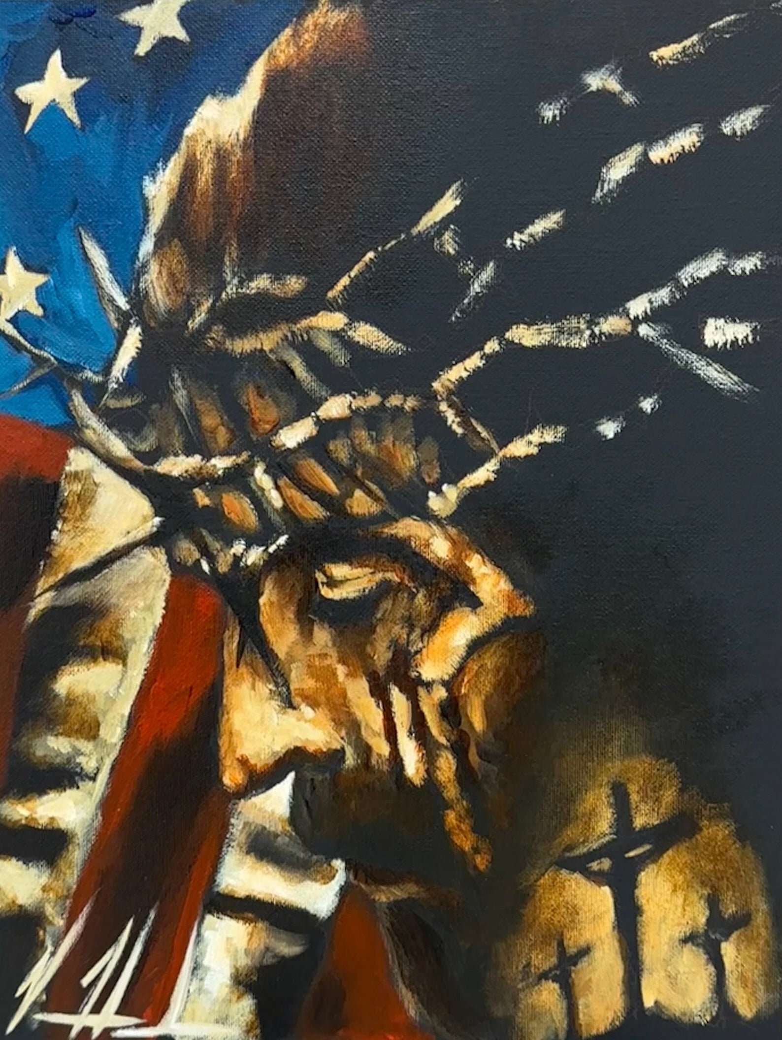 One Nation Under God - 11”x14” Original Acrylic Painting Original Painting Vanessa Horabuena