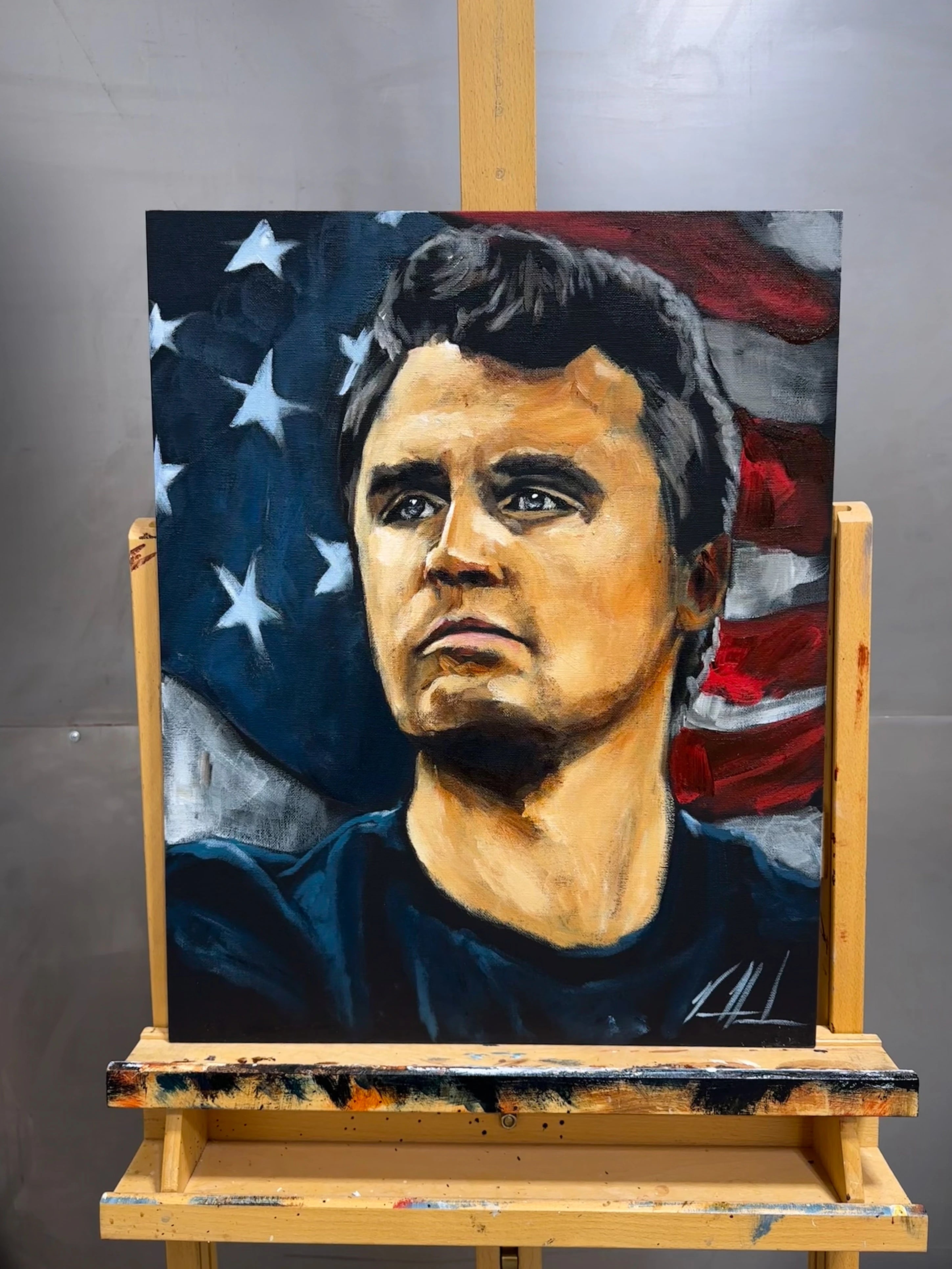 Charlie Kirk - The American Martyr - 16”x20” Original Acrylic Painting - Practice Painting #3 Original Painting Vanessa Horabuena